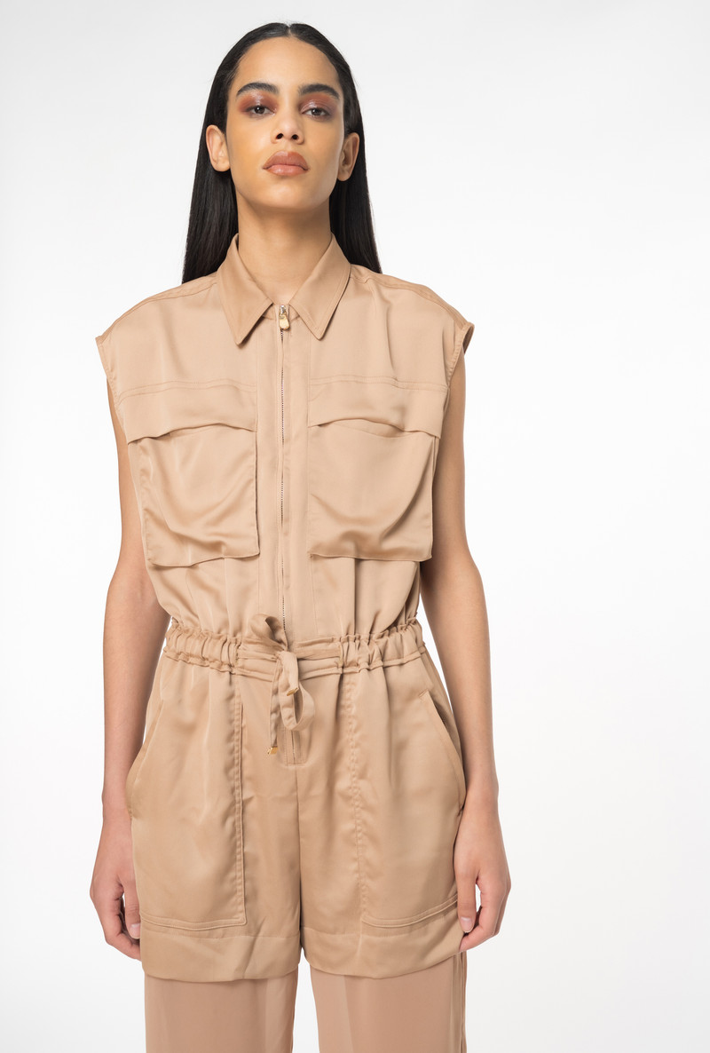 UTILITY-STYLE SATIN JUMPSUIT WITH GEORGETTE 4