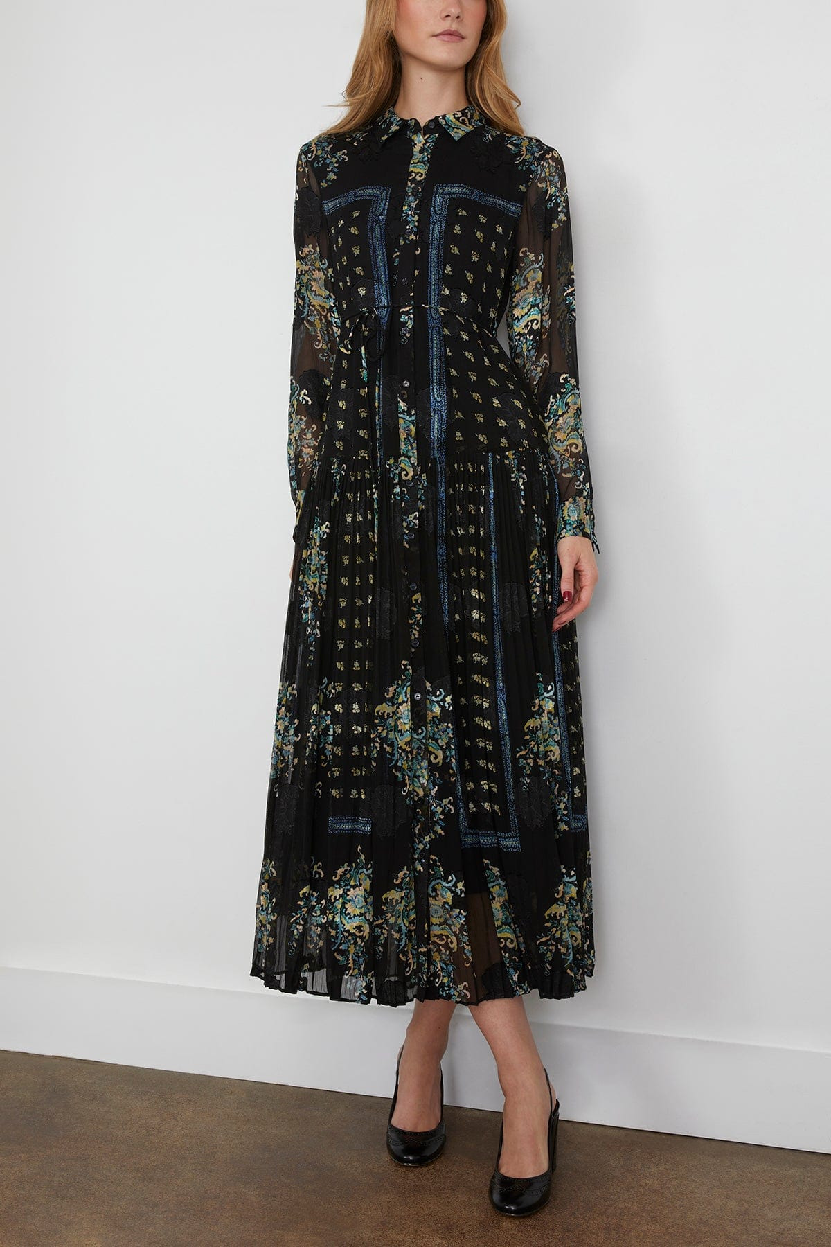 Emilie Drop Waist Long Sleeve Shirt Dress in Twilight - 3