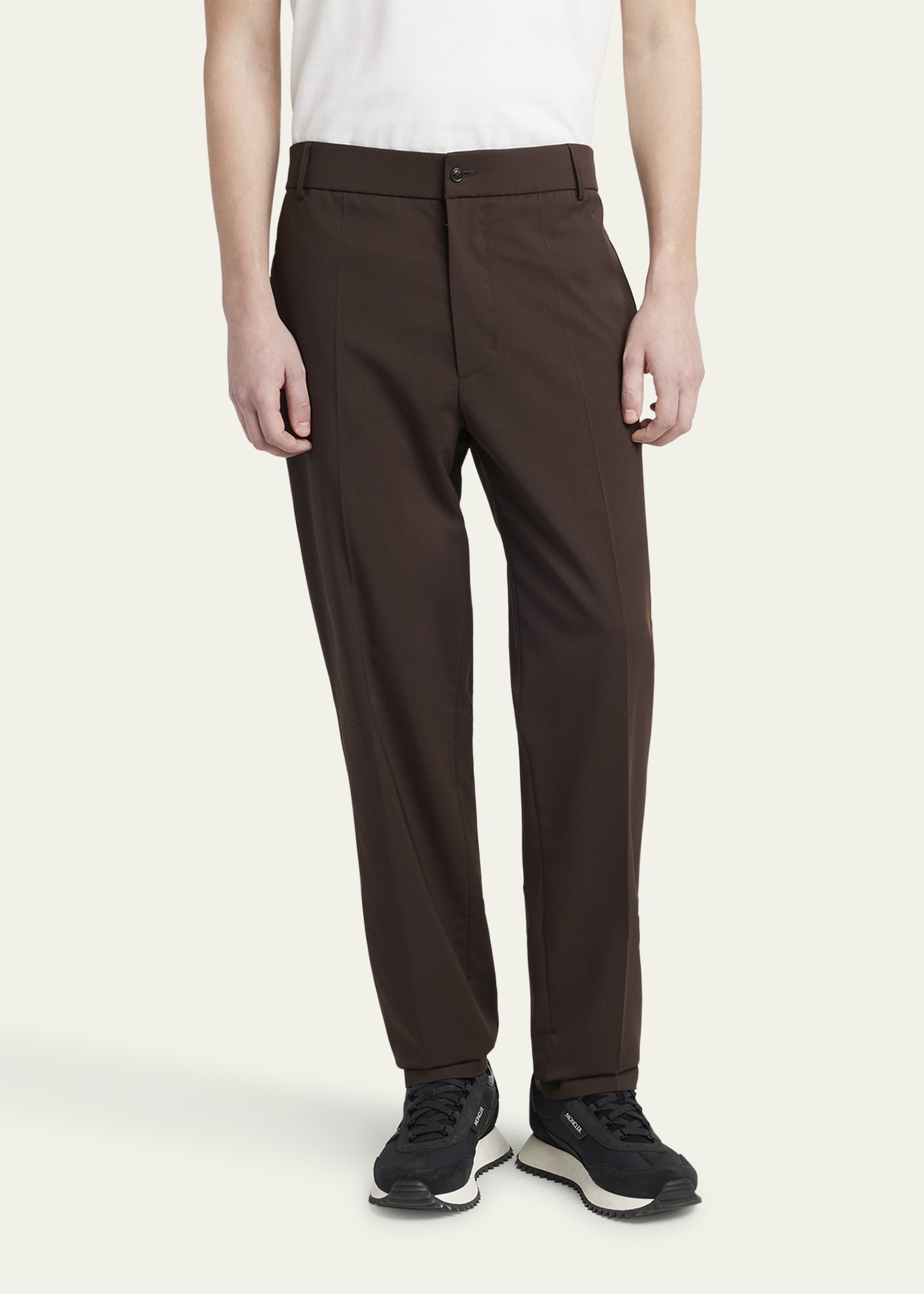 Men's Edit Dark Brown Wool Blend Trousers - 4