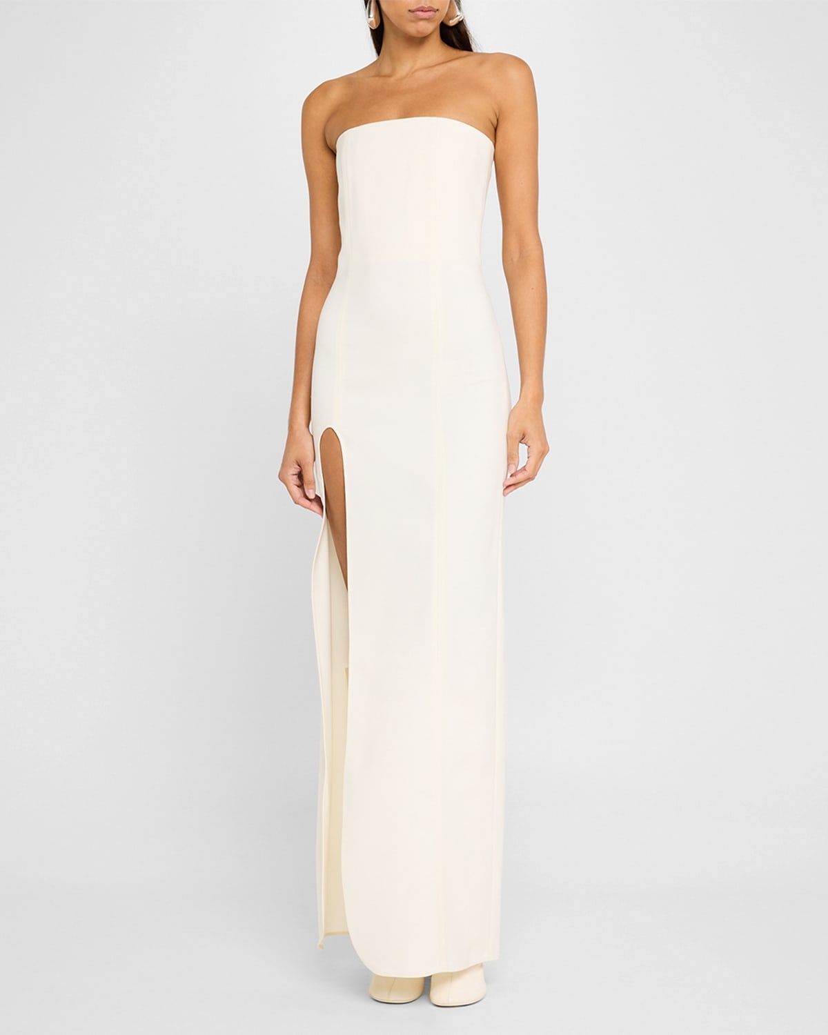 Strapless Slit Bustier Gown - 4