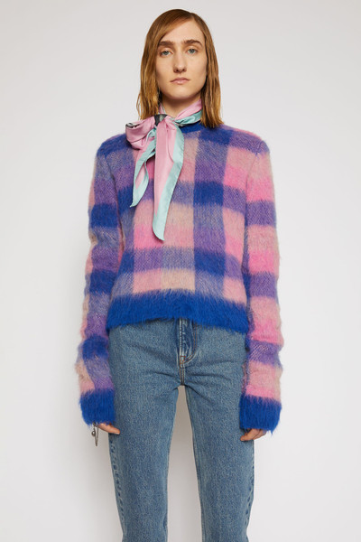 Acne Studios Checked alpaca-blend sweater blue/pink outlook