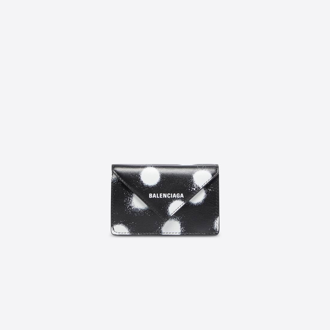 Women's Papier Mini Wallet Sprayed Polka Dots Printed in Black - 1
