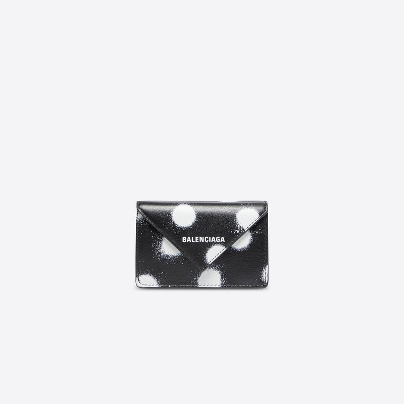 Women's Papier Mini Wallet Sprayed Polka Dots Printed in Black 1