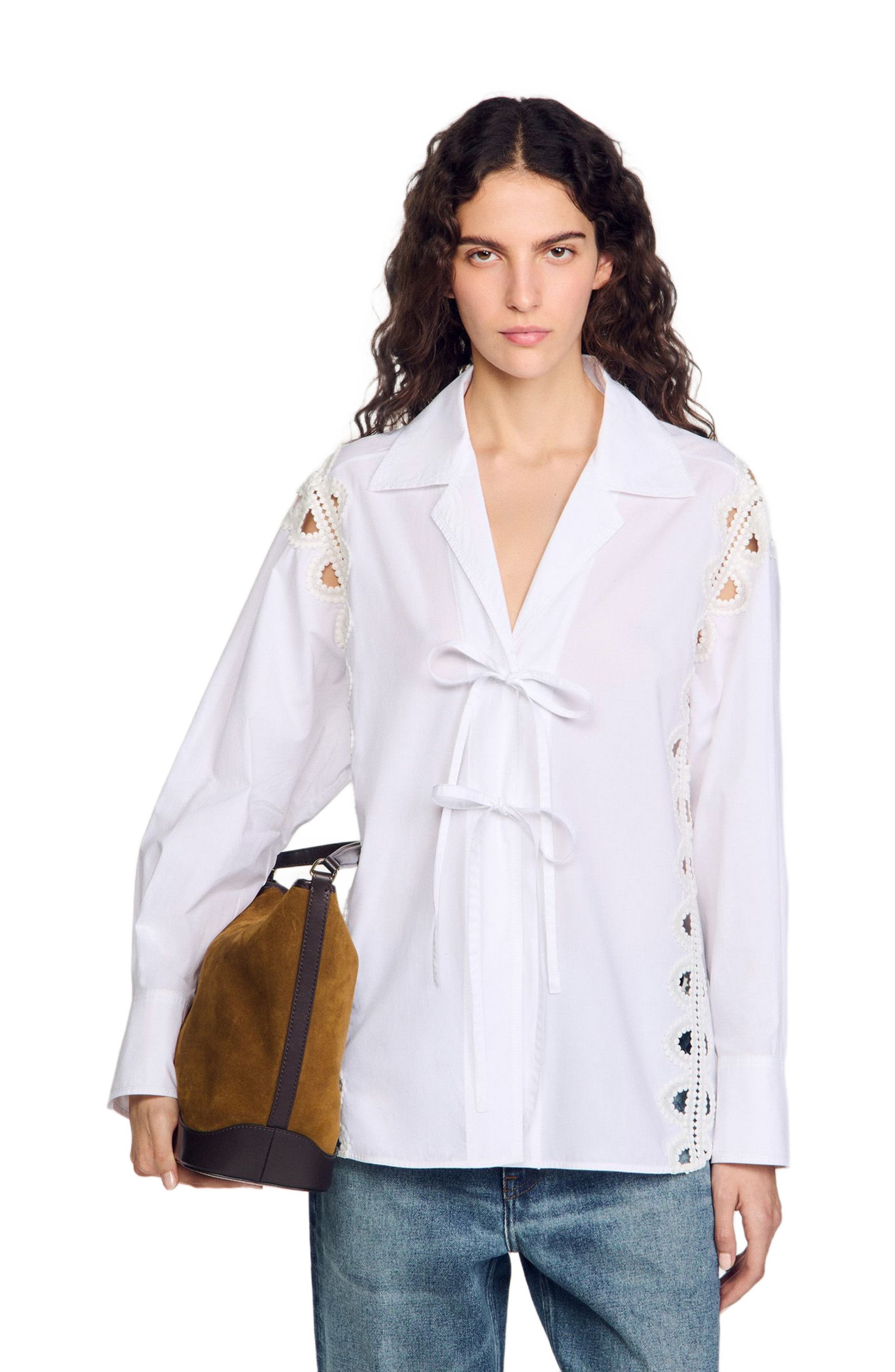 SANDRO Suede and leather bucket bag TANGOSO in Camel at Nordstrom - 8