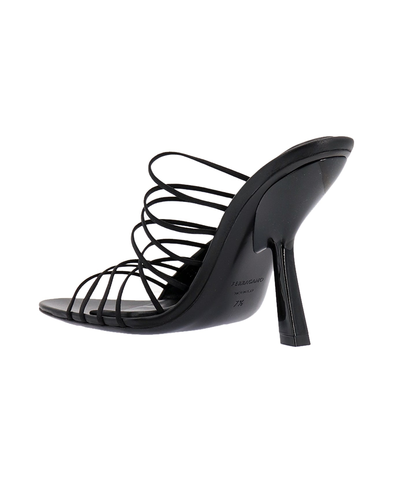 Black Fabric And Leather Sandals - 3