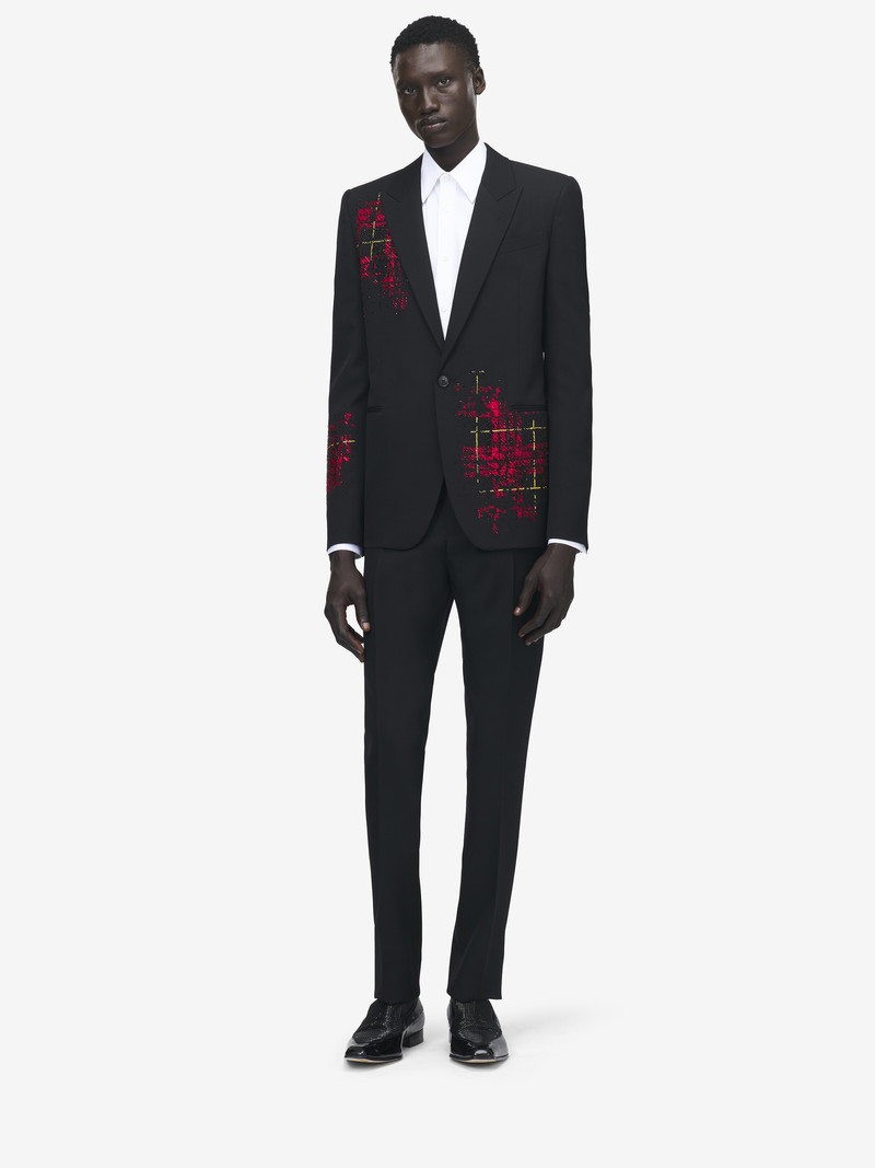Tartan Embroidery Single-breasted Jacket 3