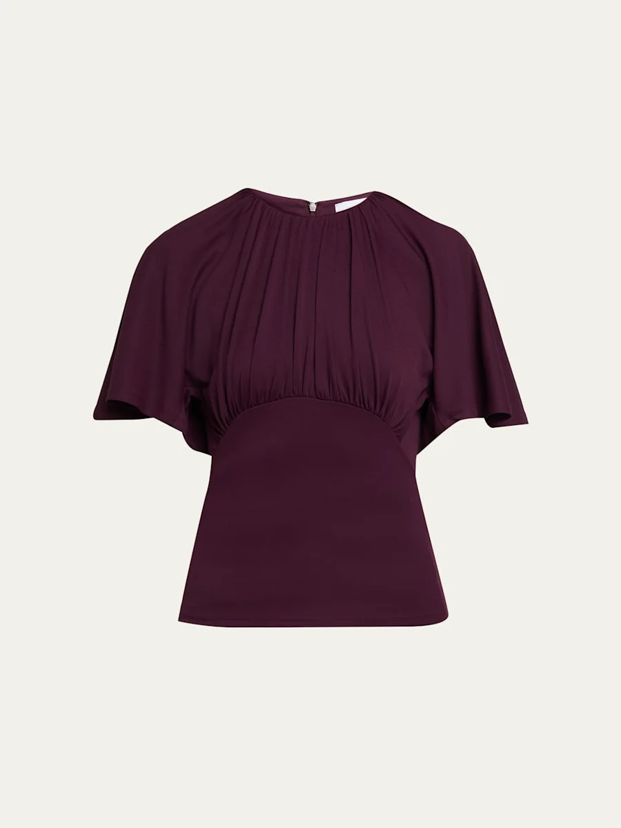 Ruched Stretch Jersey Batwing Top - 1