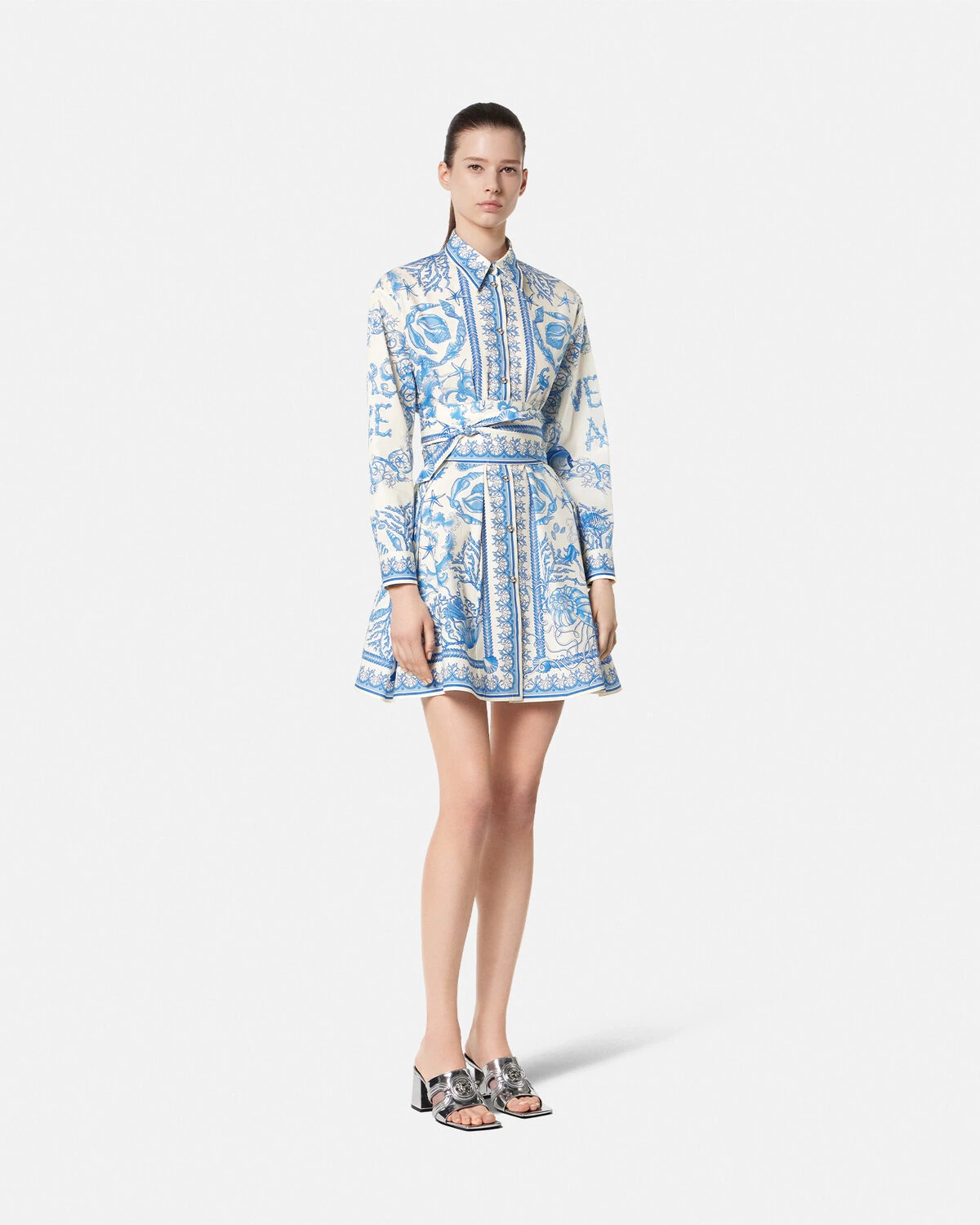 Underwater Barocco Flared Mini Shirt Dress - 2