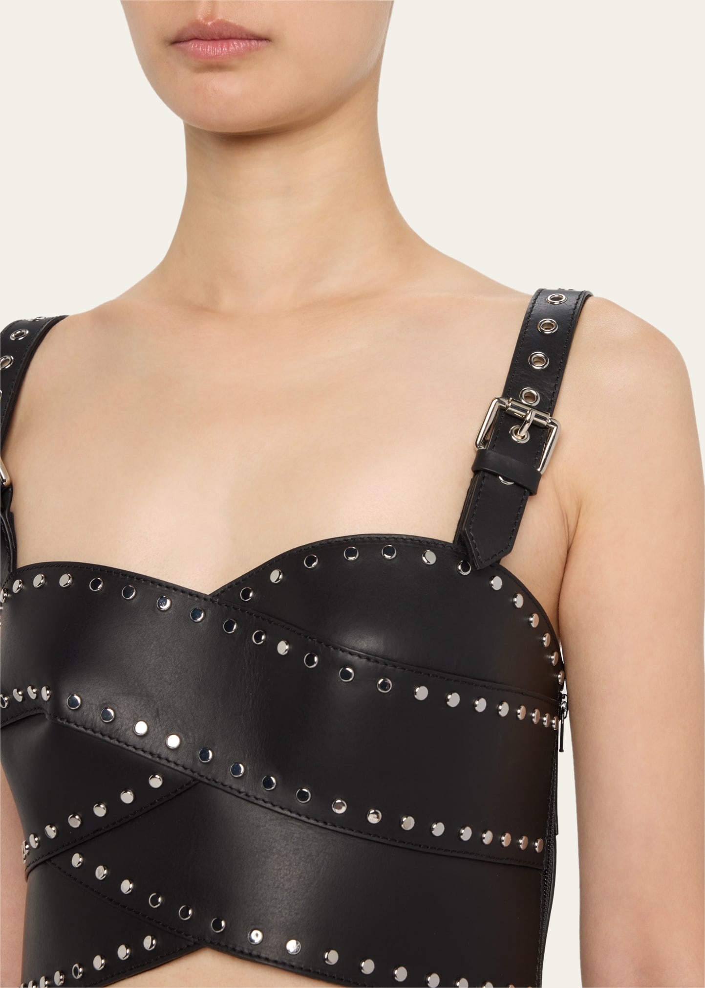 Leather Studded Bustier Top - 5