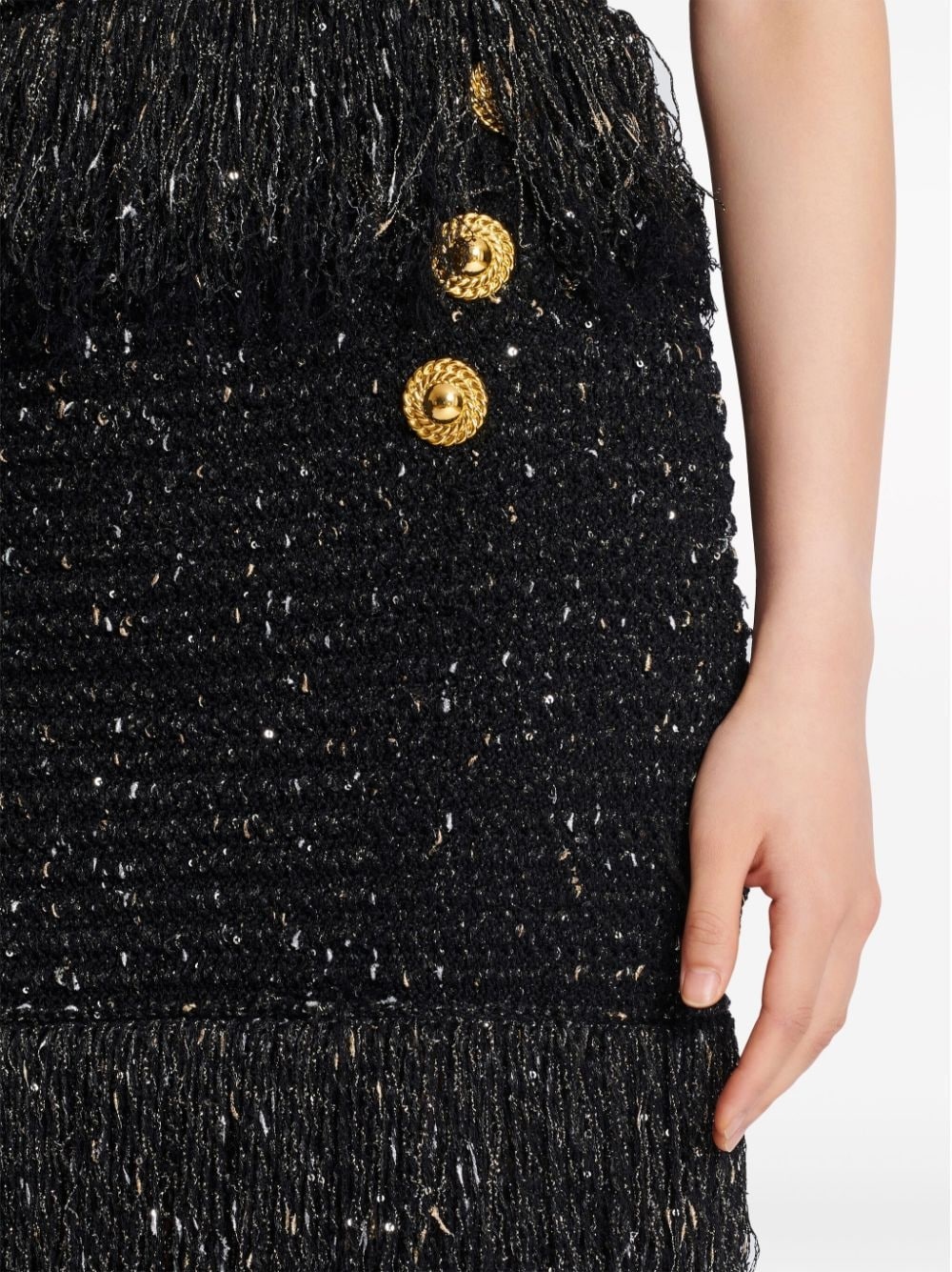 6-Button fringed tweed skirt - 6