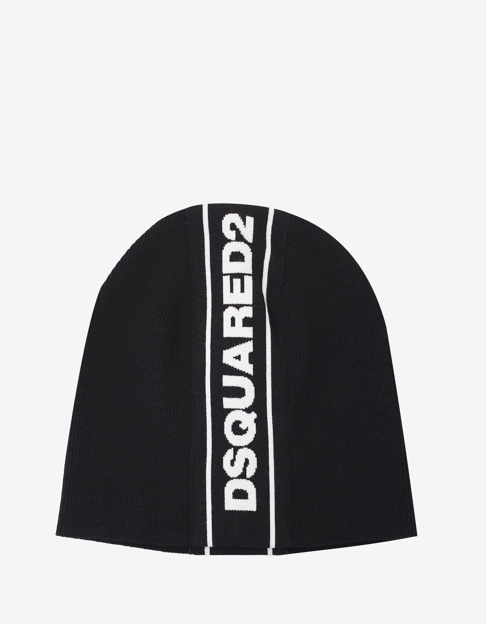 Dsquared2 Black Logo Trim Beanie Hat - 1