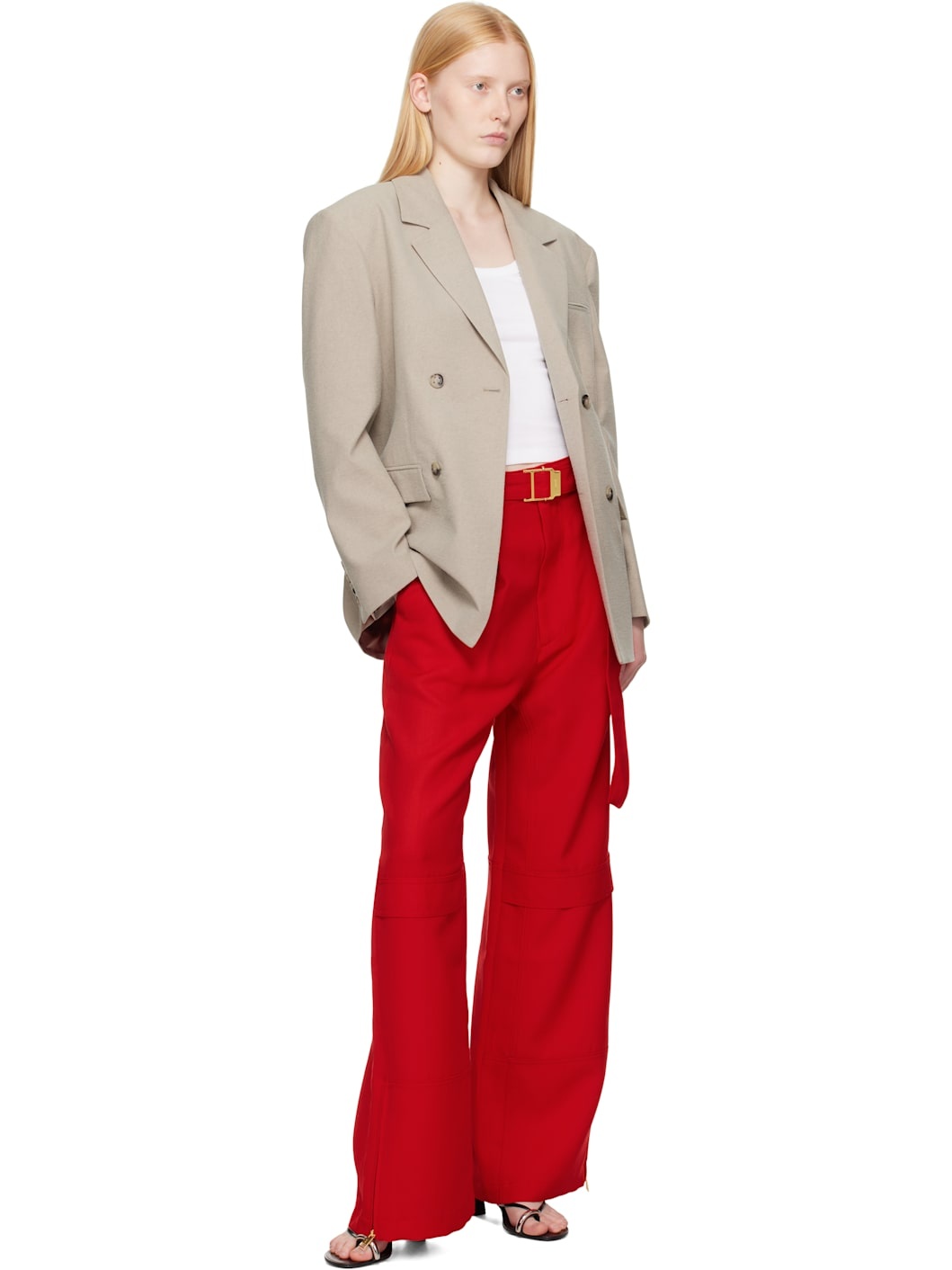 Red Wool Cargo Pants - 4