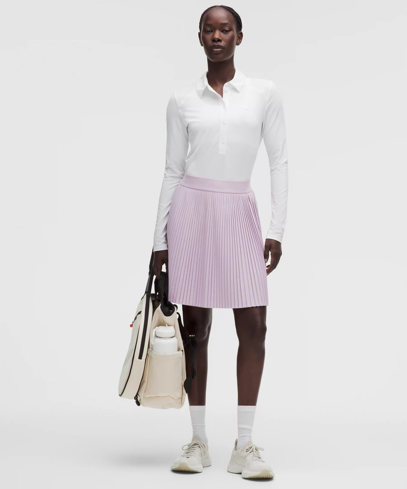 Pleated High-Rise Knee-Length Tennis Skirt 1