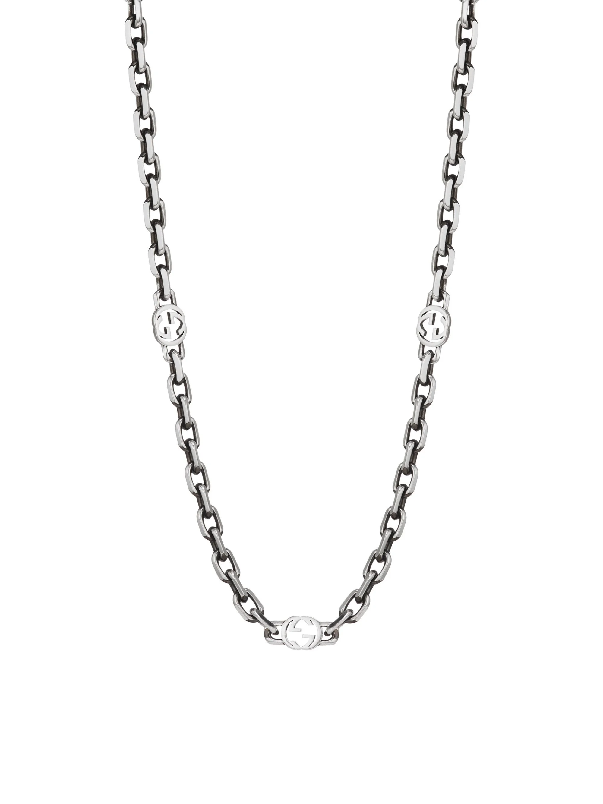 Unisex Interlocking G Chain Necklace - Silver - 1