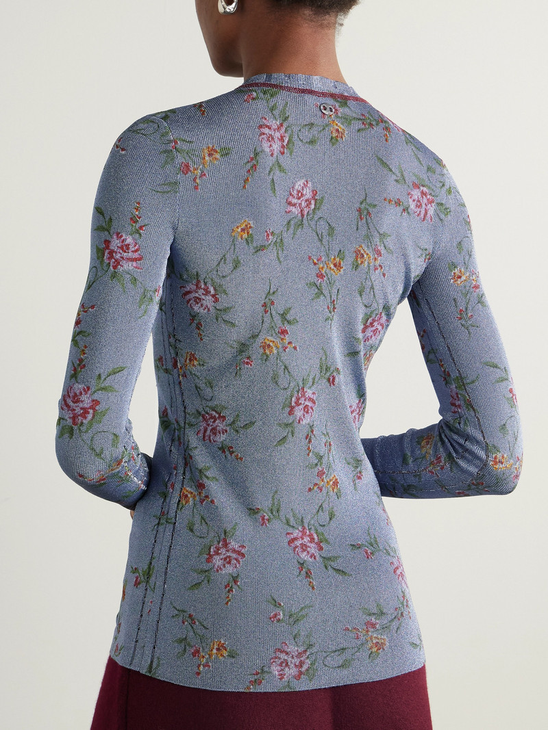 Metallic Floral-print Knitted Cardigan 3