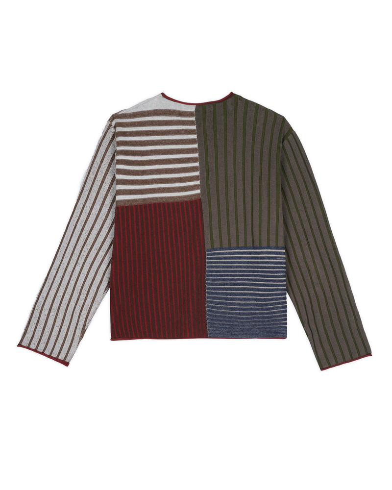 BRAIN DEAD Mixed Stripe Boxy Knit Sweater - Green Multi outlook