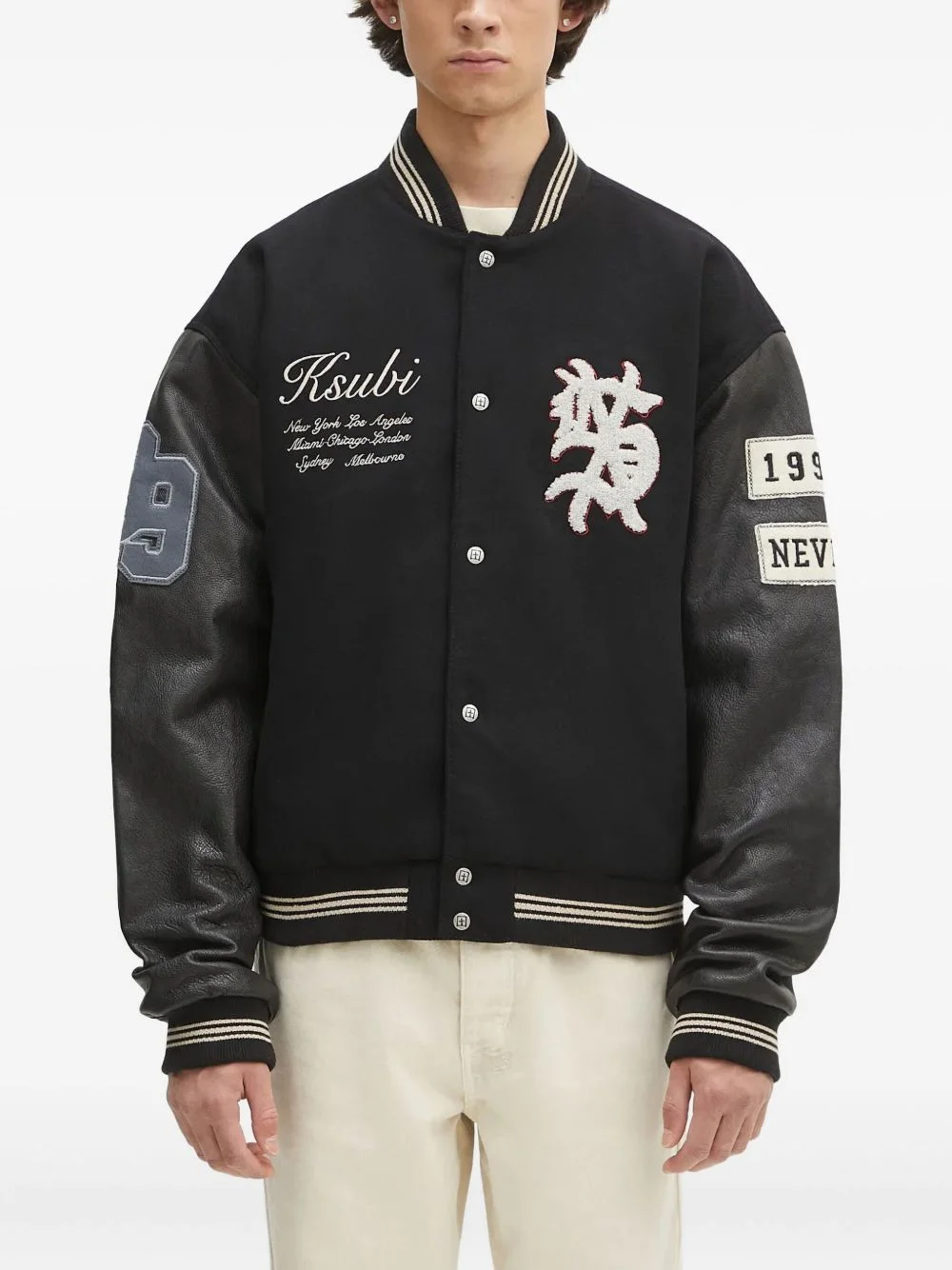 embroidered varsity jacket - 1
