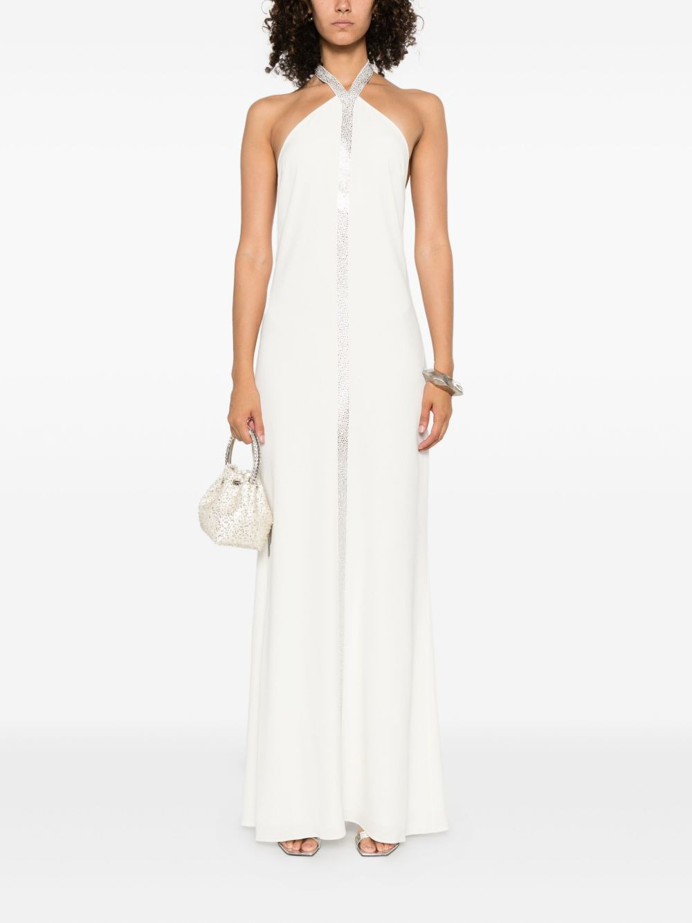 halter-neck embellished-panel maxi dress - 2