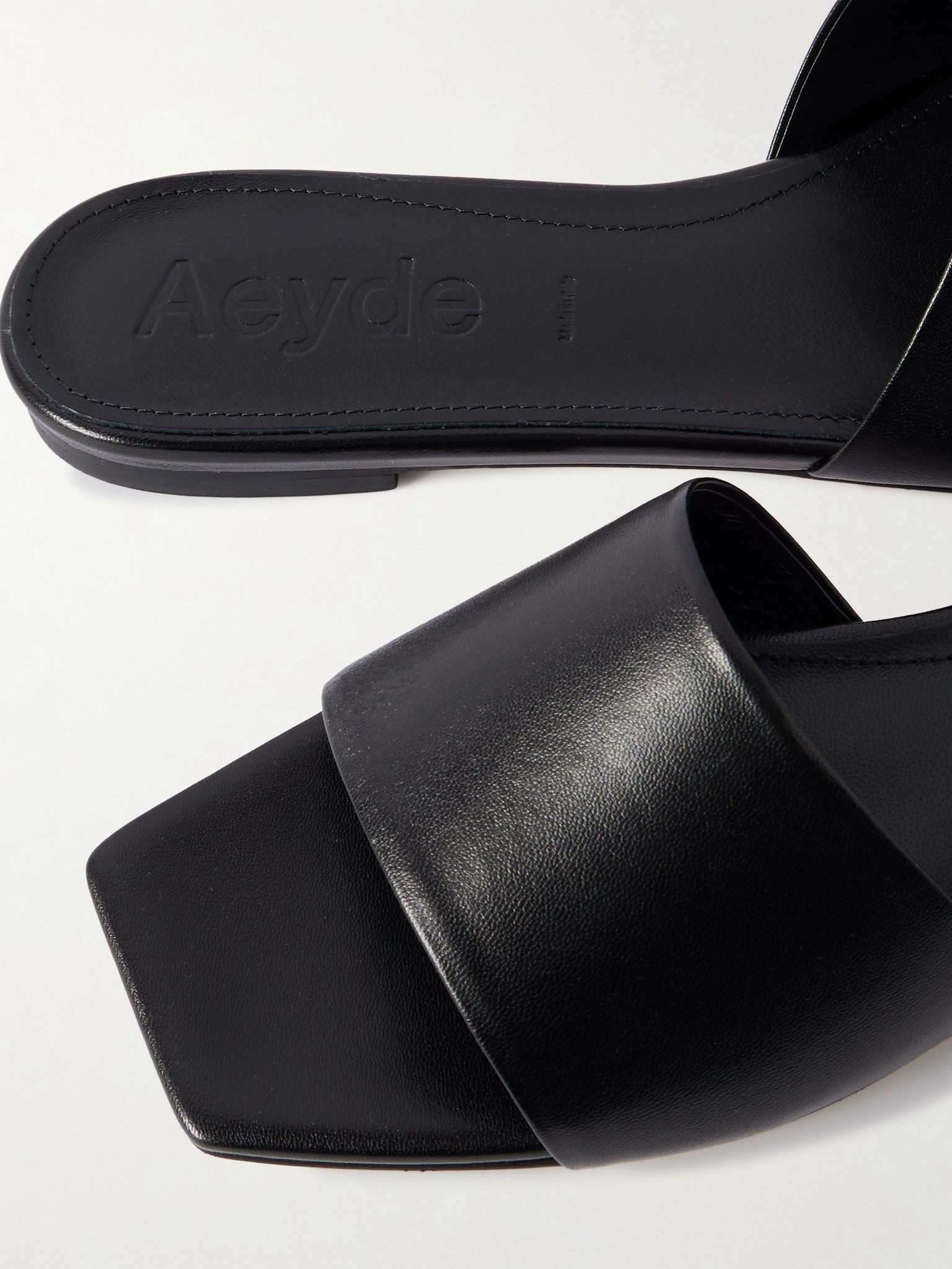 Anna leather slides Black - 4