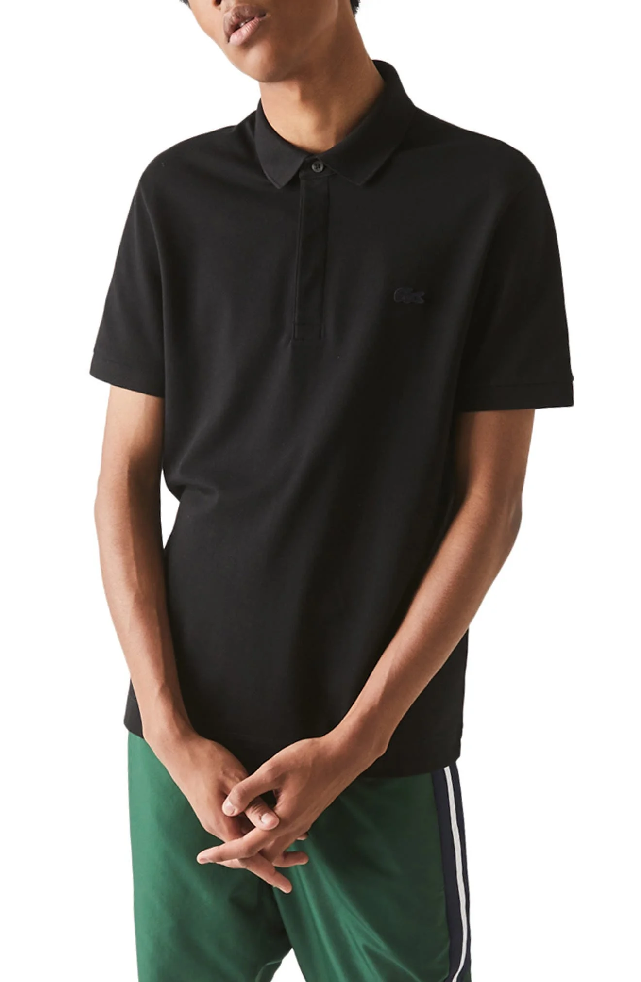 Lacoste Paris Regular Fit Stretch Polo in 031 Black at Nordstrom - 1