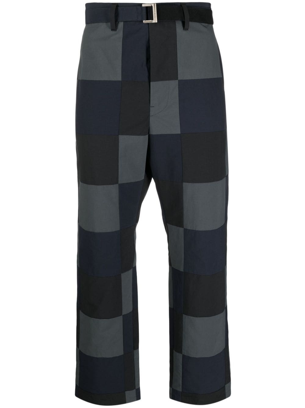 checkerboard-print cotton chino trousers - 1