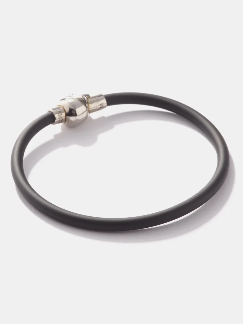 Alexander McQueen Skull-pendant rubber-cord bracelet