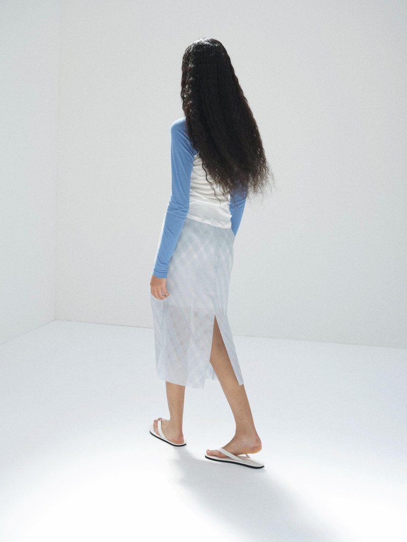 SHEER SILK COTTON CUT JACQUARD PENCIL SKIRT 5