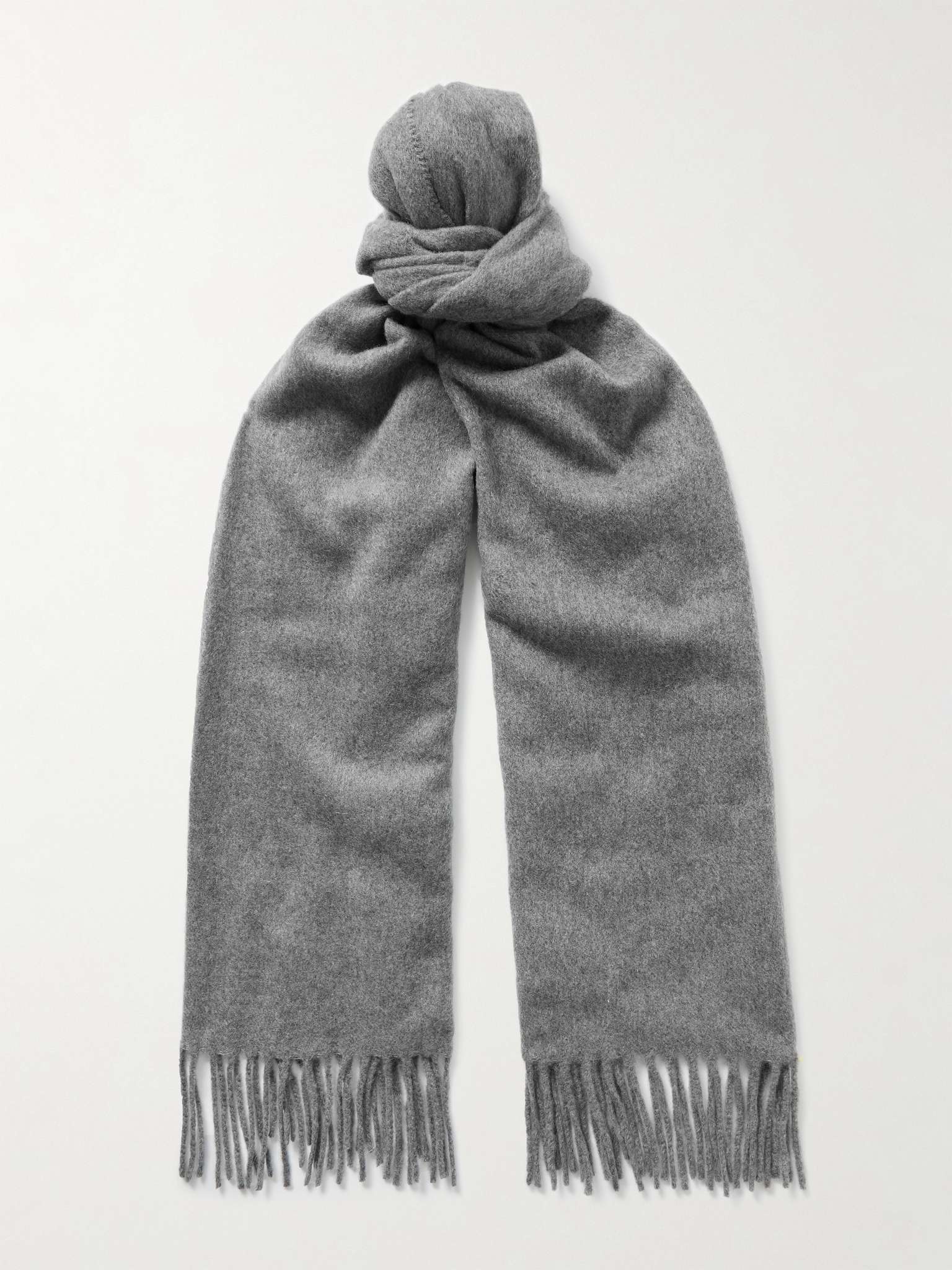 Logo-Detailed Fringed Cashmere Scarf - 1