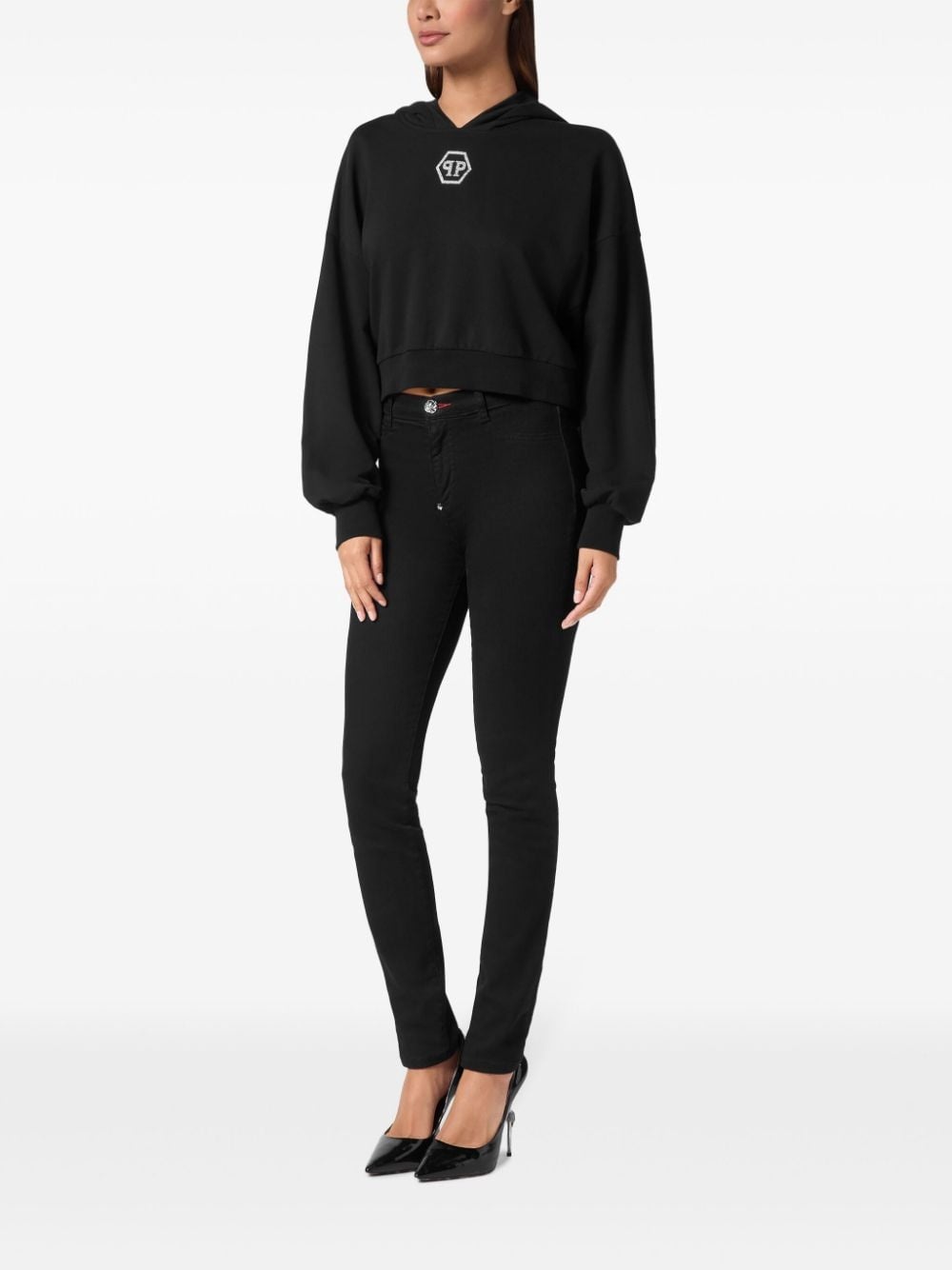 crystal-logo cropped hoodie - 2