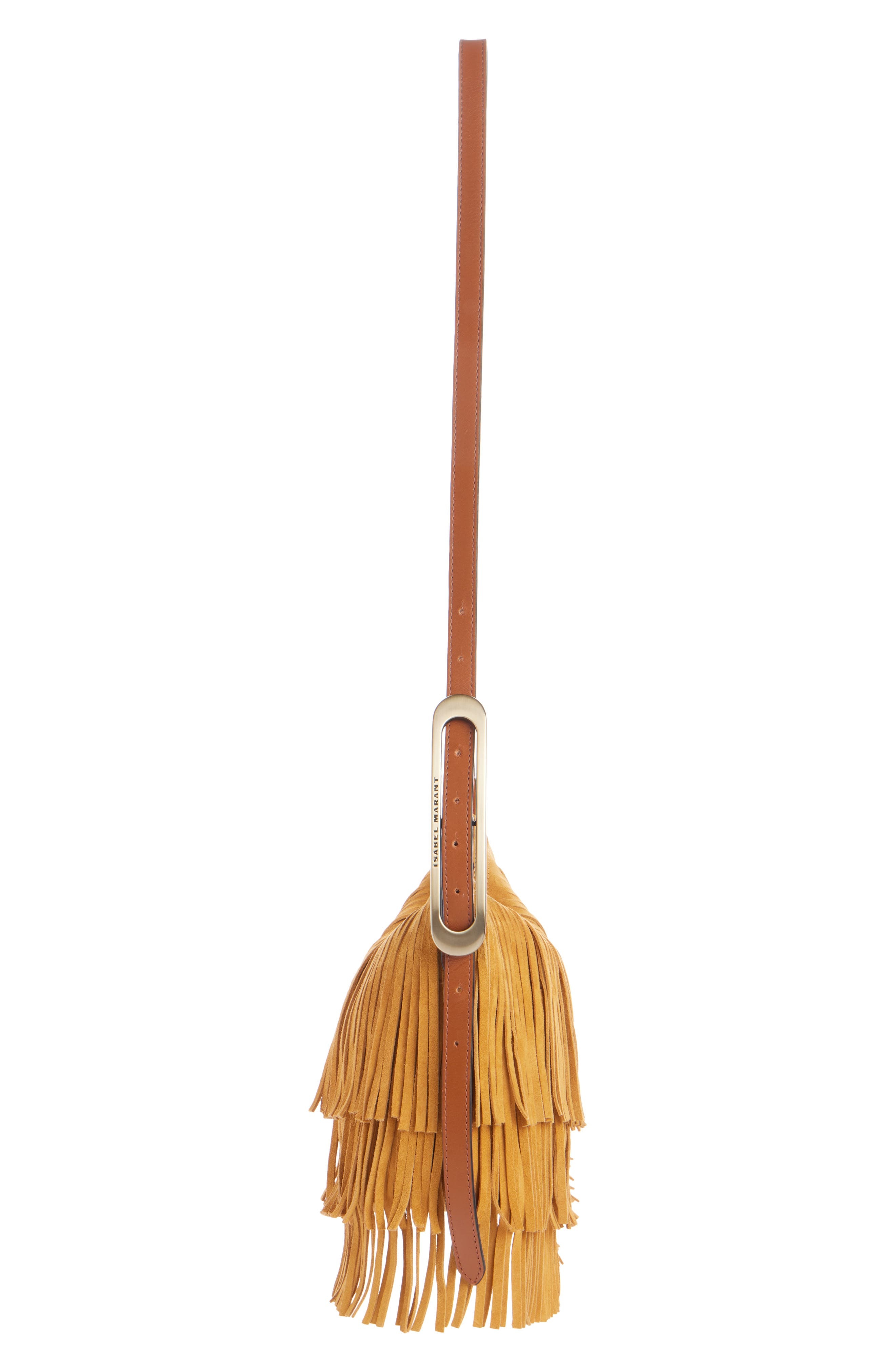 Isabel Marant Mini Leyden Fringe Suede Hobo Bag in Ochre at Nordstrom - 5