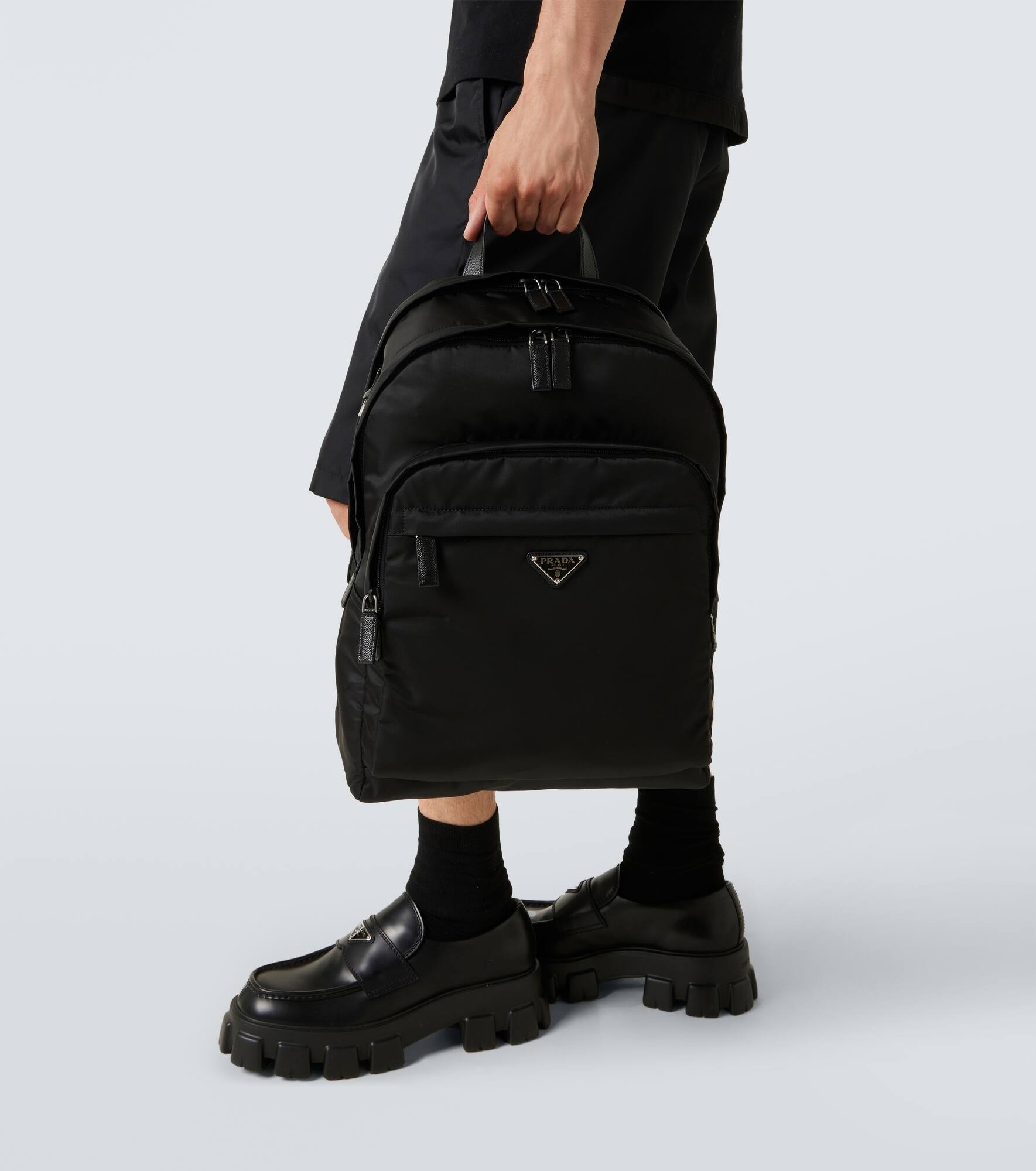 Re-Nylon leather-trimmed backpack - 2