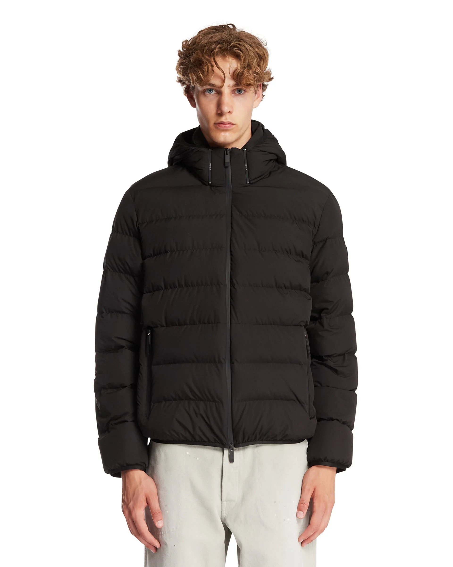 Black Hooded Down Jacket - 1
