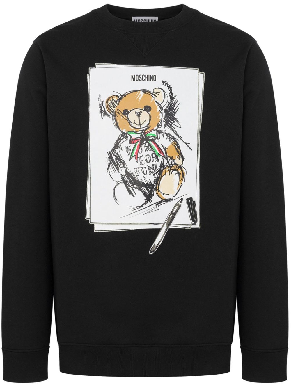 teddy bear-print cotton sweatshirt - 1