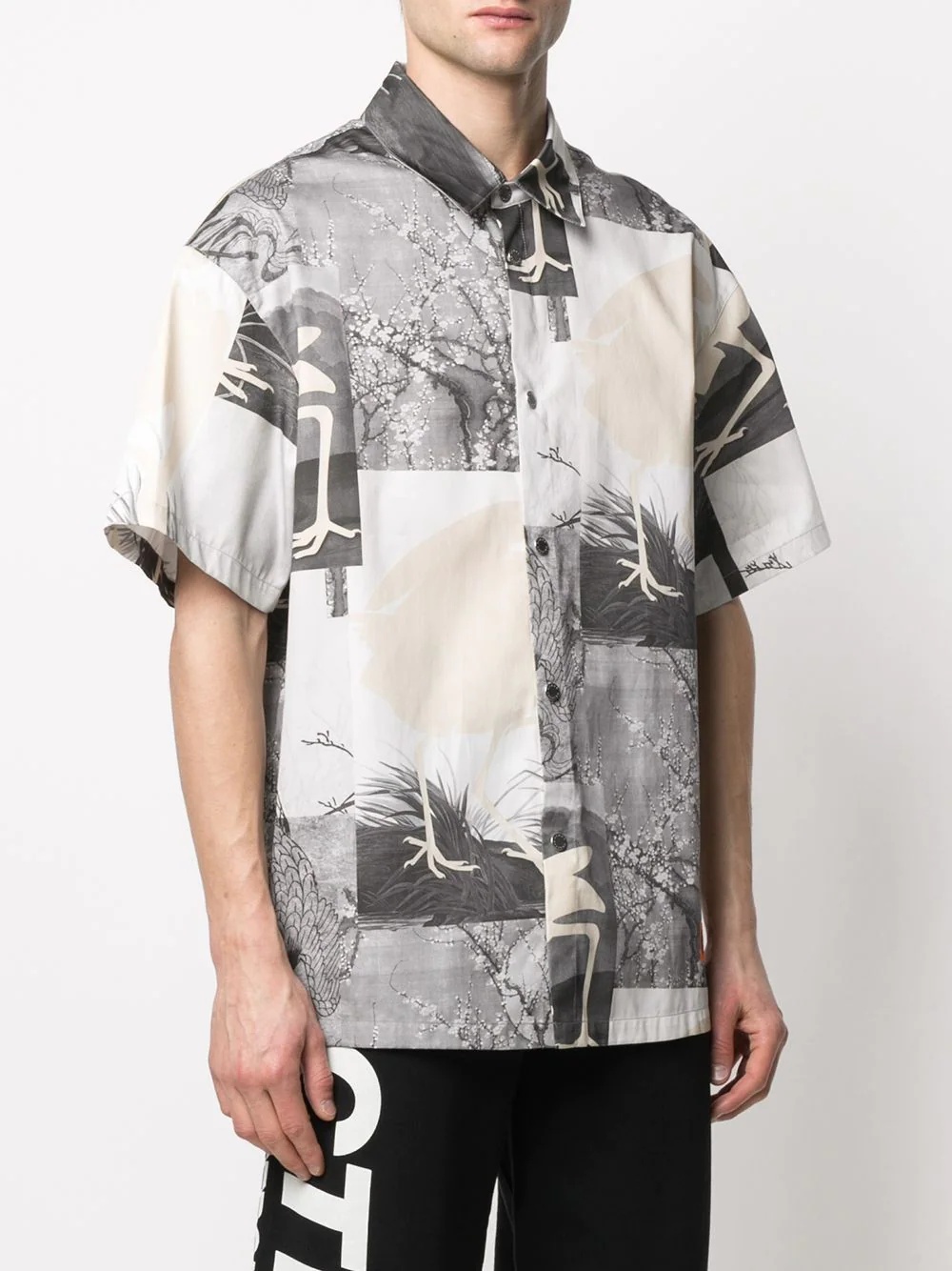 patchwork-print bowling shirt - 3