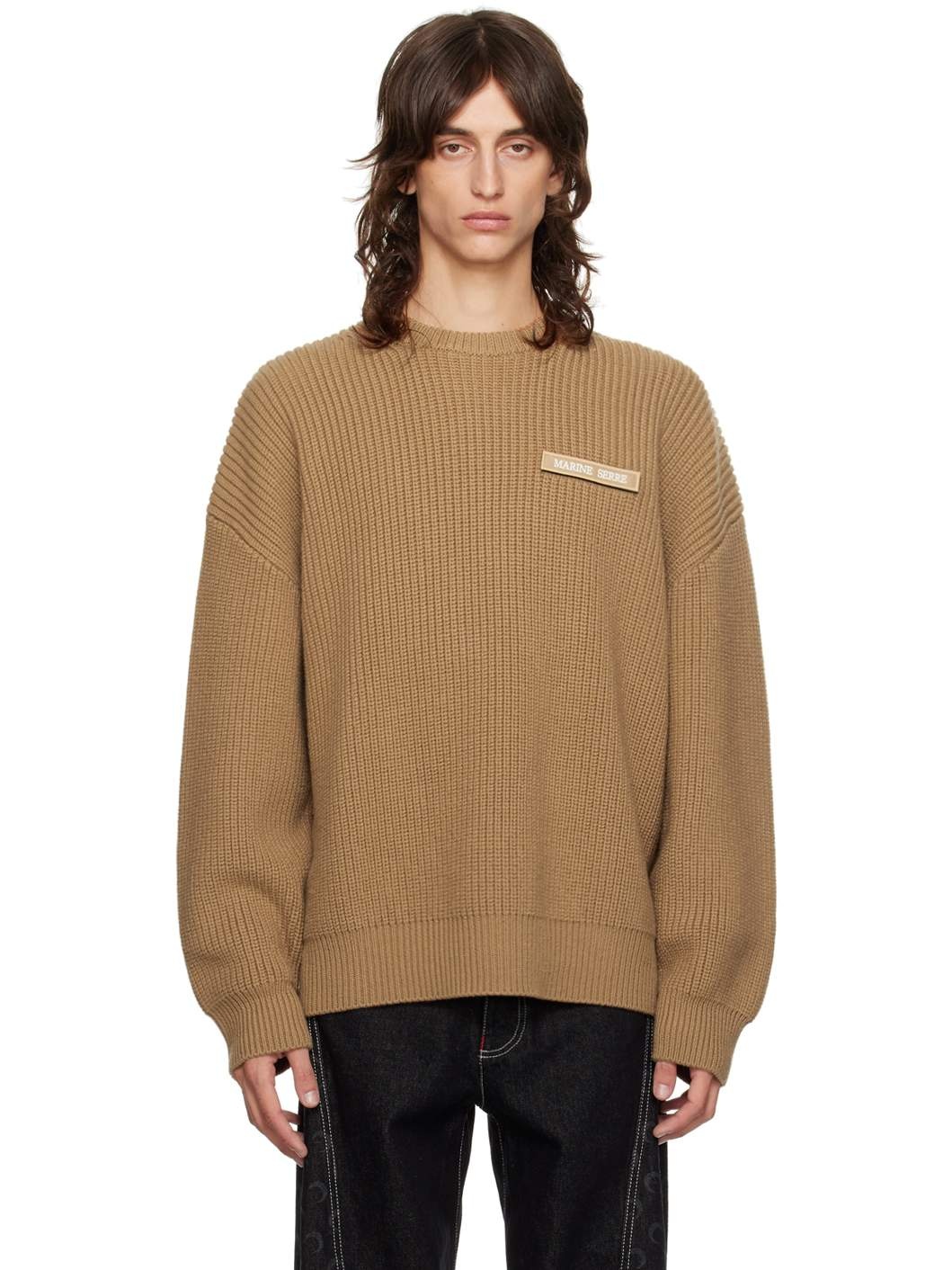 Tan MS Crewneck Sweater - 1