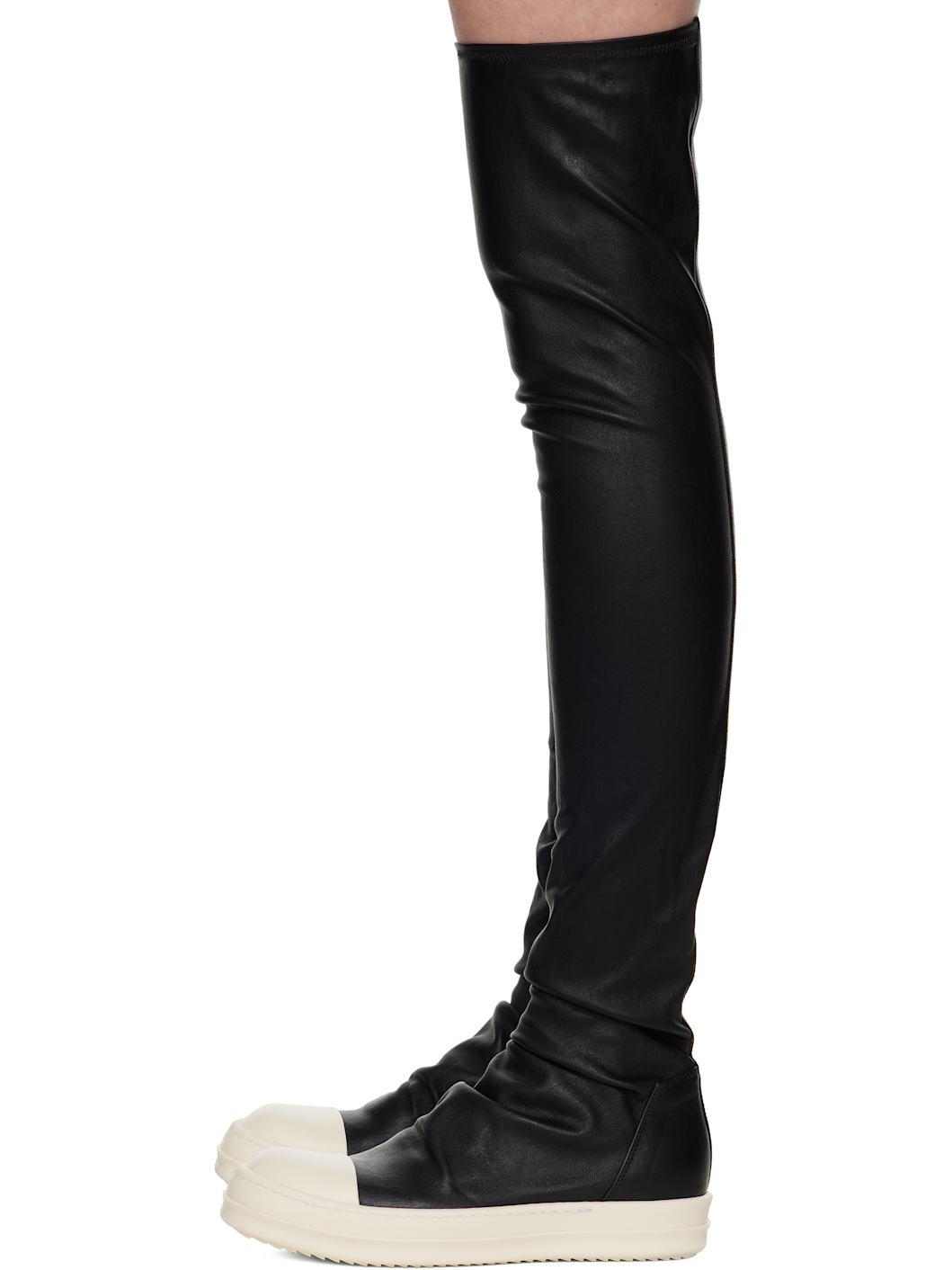 Black Hollywood Knee High Stocking Sneaks Tall Boots - 3