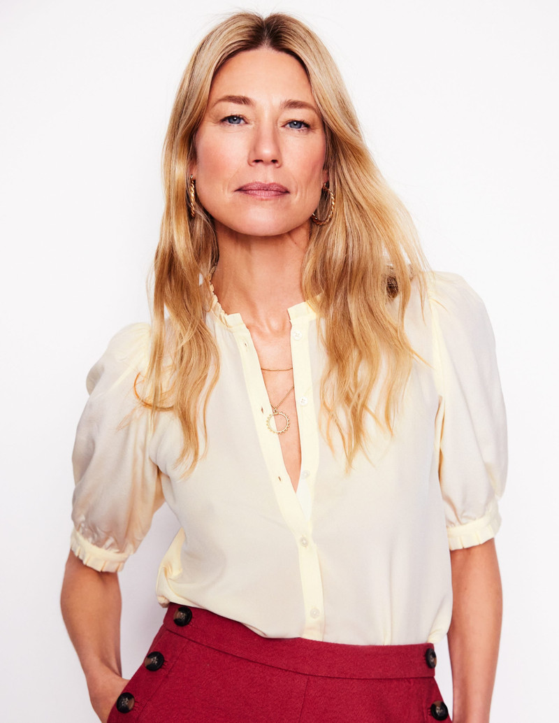 Frill Detail Silk Top-Ivory 3