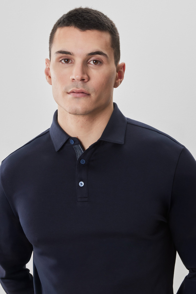 The Barakett Long Sleeve Herringbone Polo 2