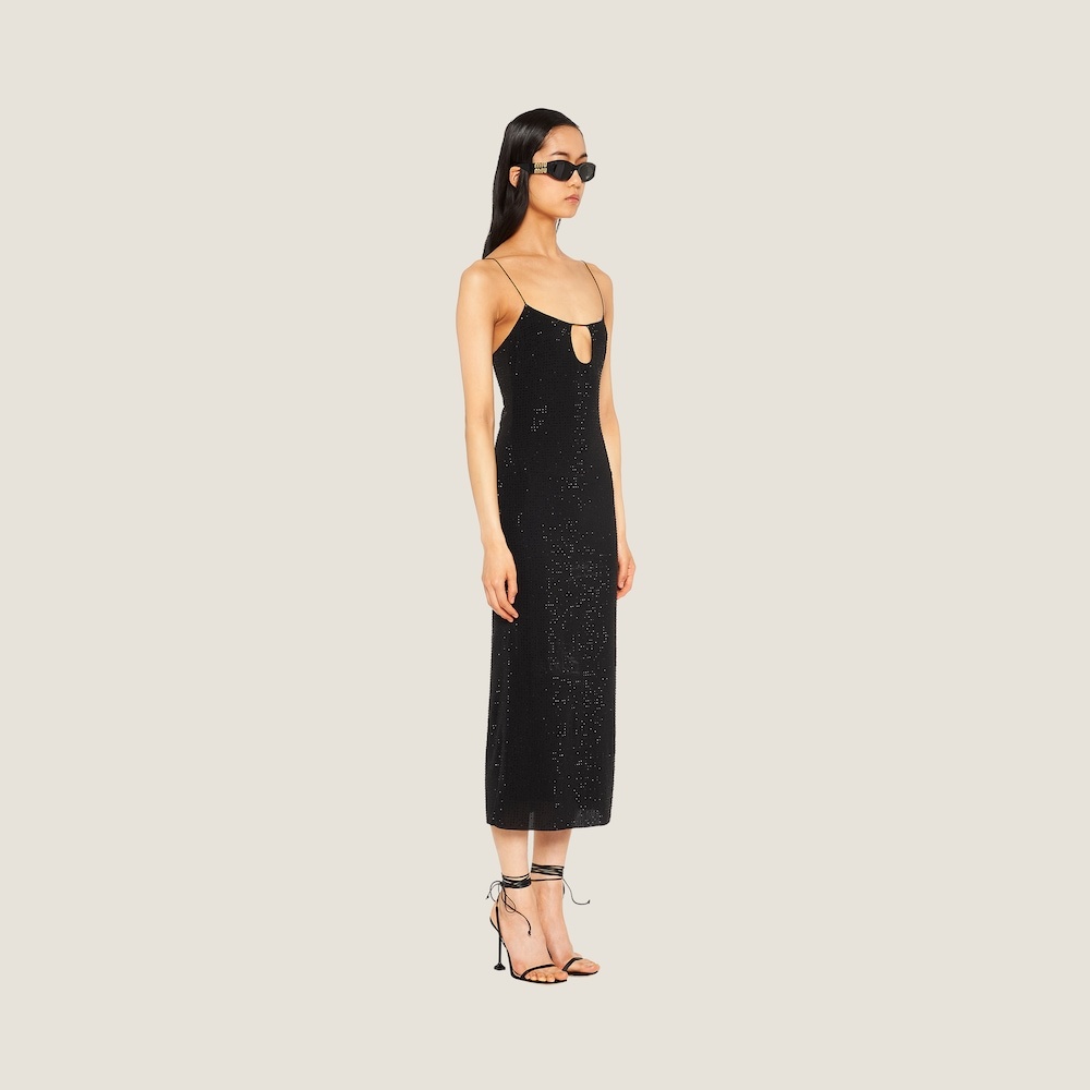 Embroidered stretch georgette dress - 4