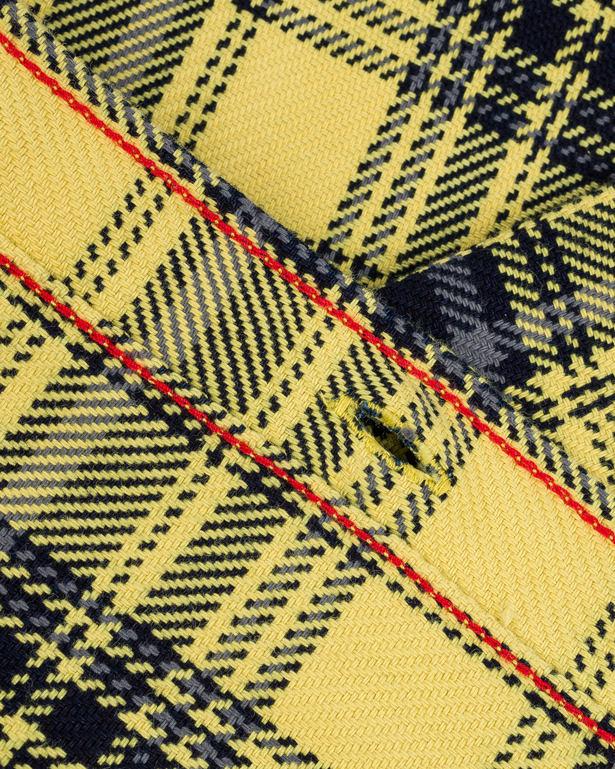 IHSH-412-YEL 9oz Selvedge Indigo Check Flannel Work Shirt - Yellow - 14