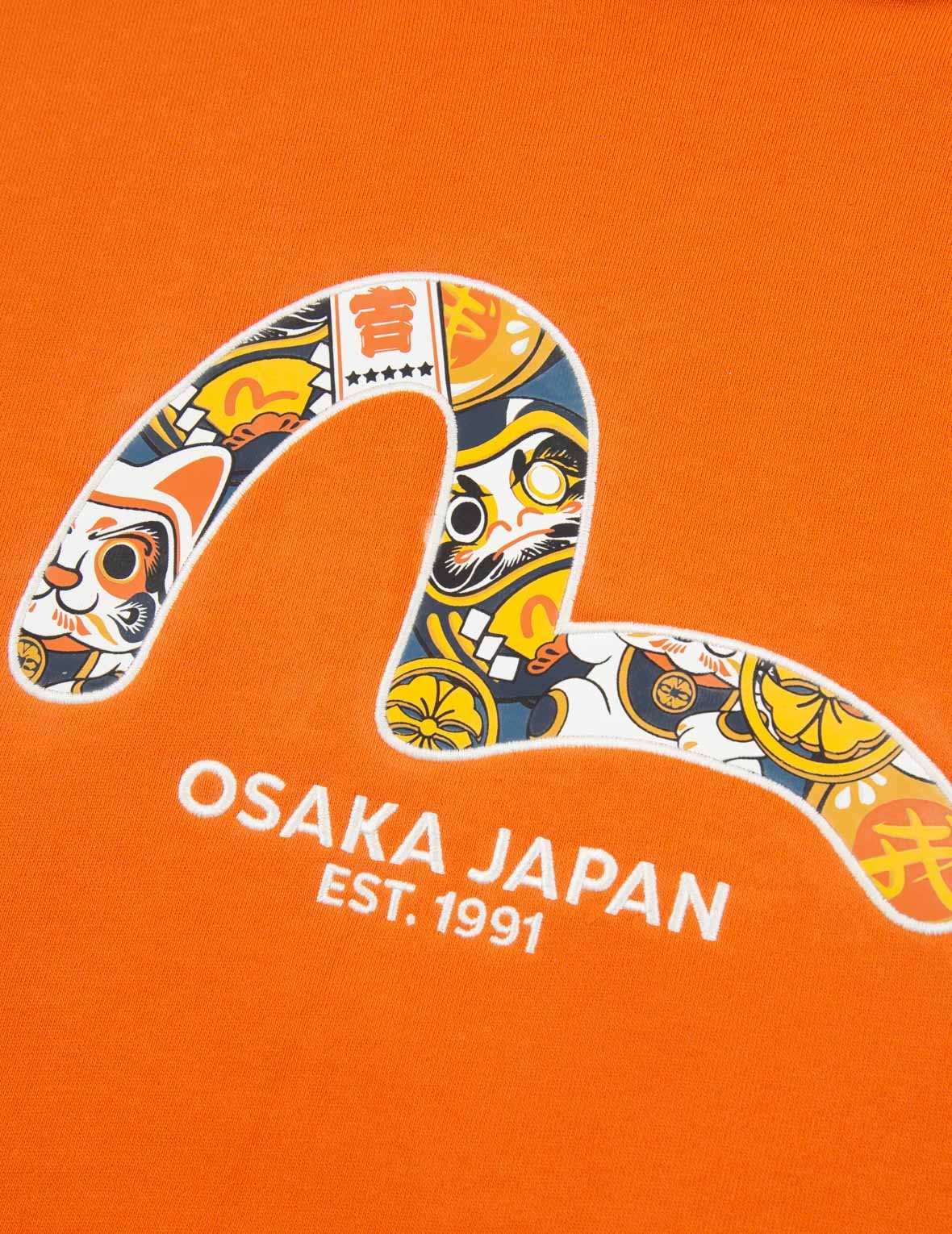 ZIP-UP DARUMA AND FORTUNE CAT PRINT HOODED SWEATSHIRT - 8