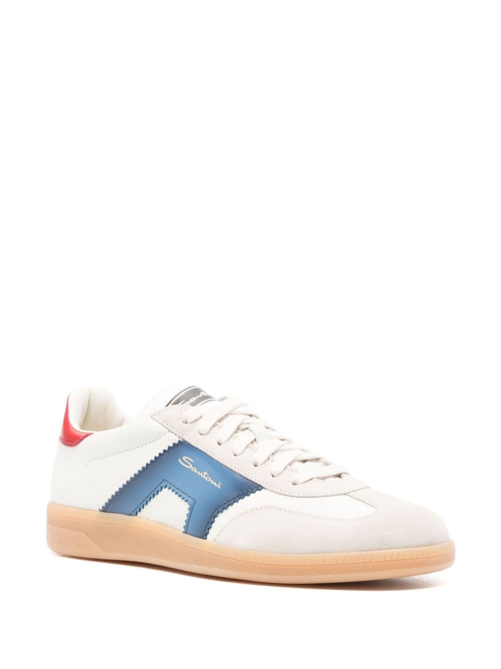 panelled leather sneakers - 2
