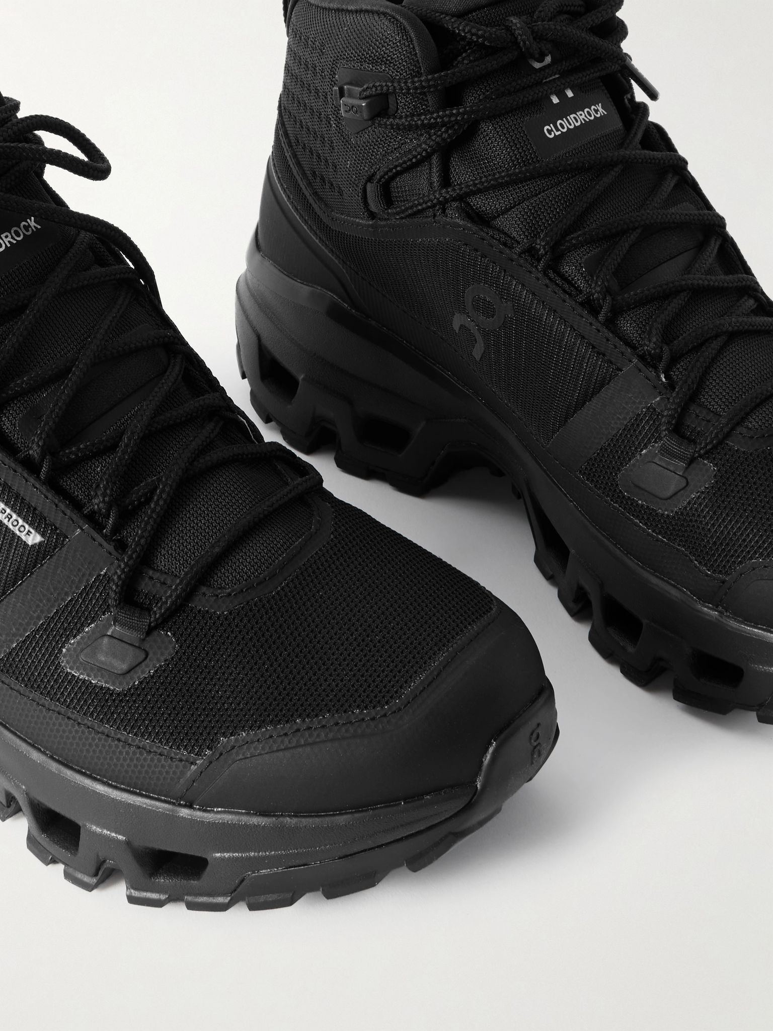 Cloudrock Rubber-Trimmed Mesh Hiking Boots Black - 5