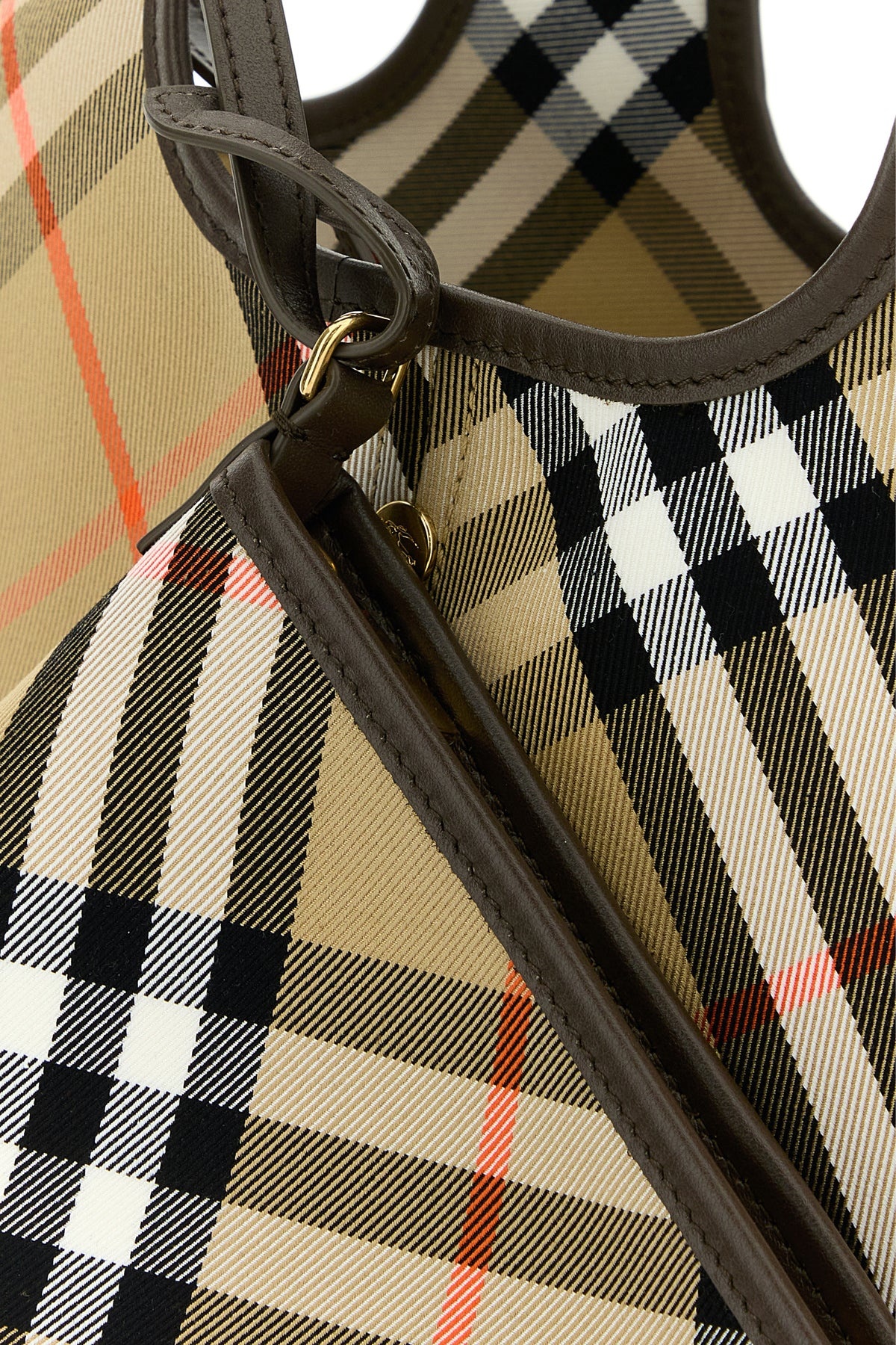 Embroidered canvas small Check shopping bag - 4