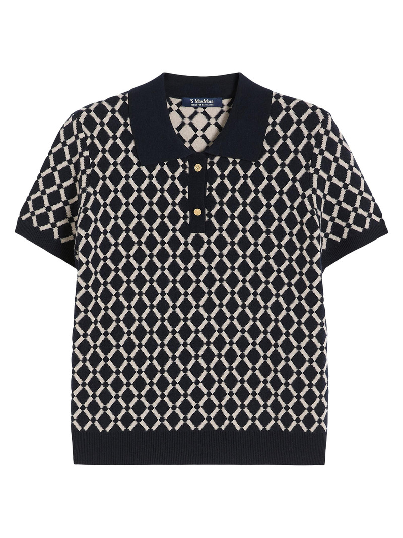 Women's Jacquard Wool Polo Shirt - Ultramarine 1