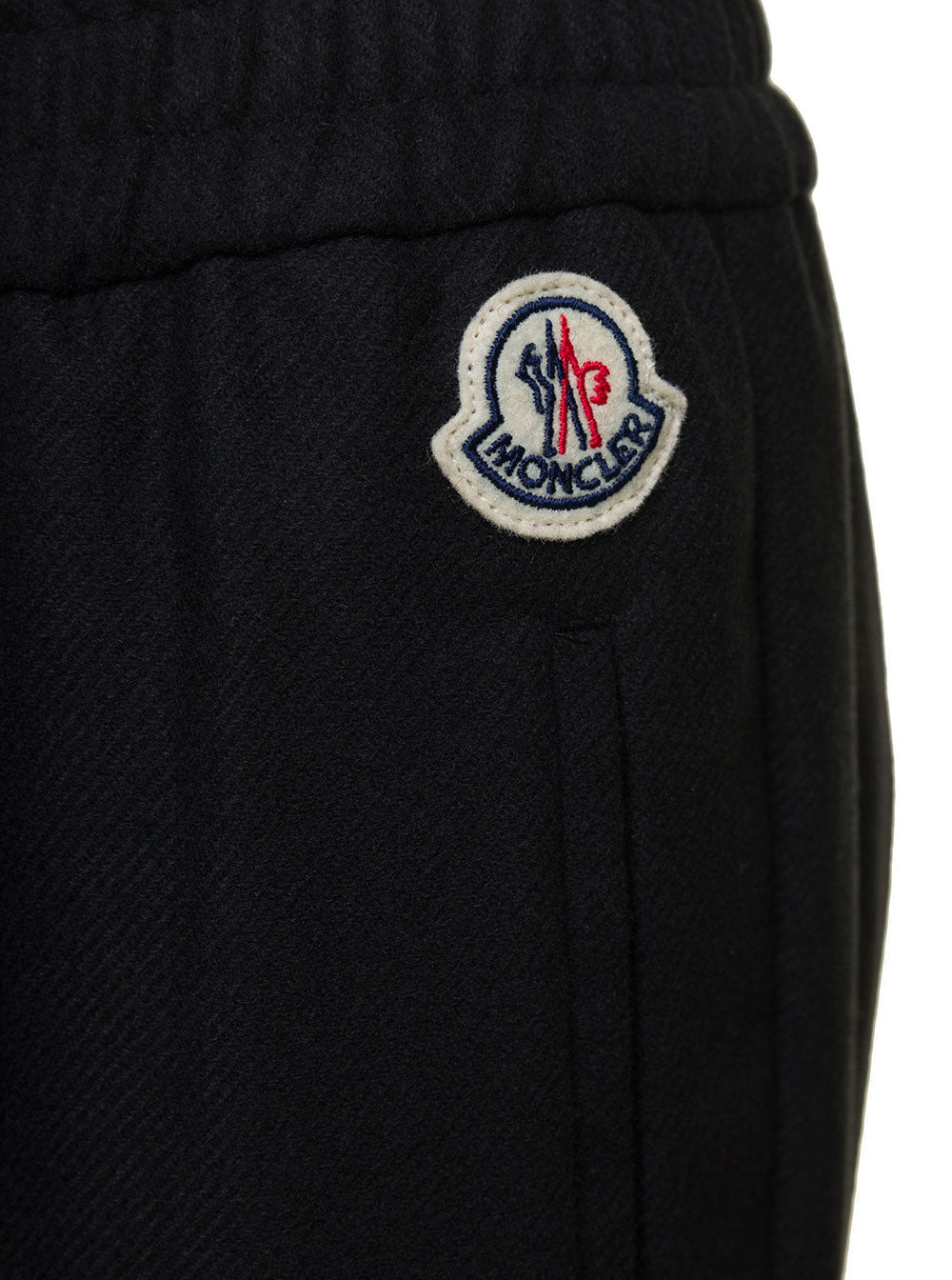 Moncler Women Black Jogger Pants With Logo Patch In Wool Blend Woman - 3