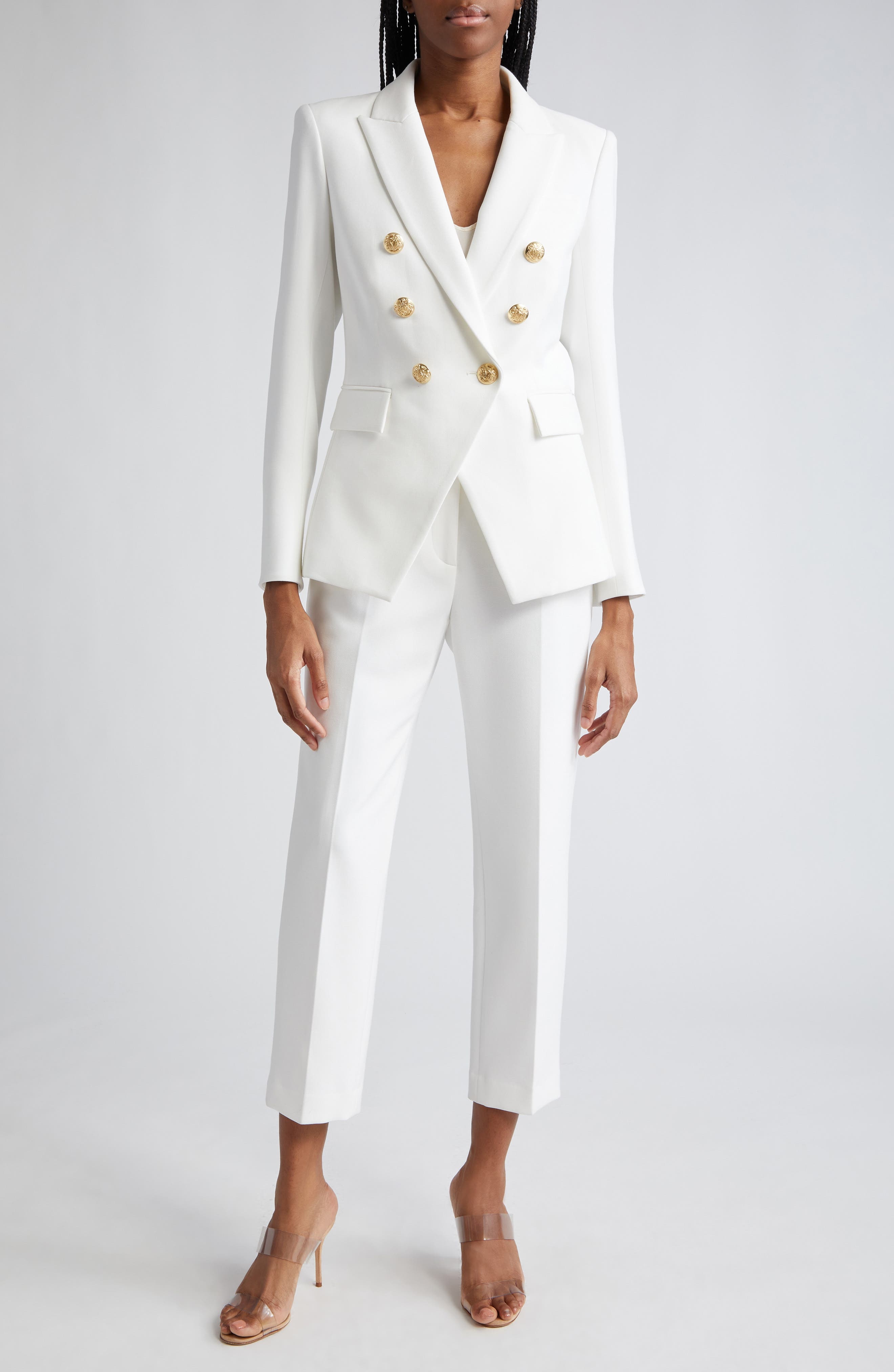 Veronica Beard Renzo Crop Pants in Off White/Gold at Nordstrom - 2