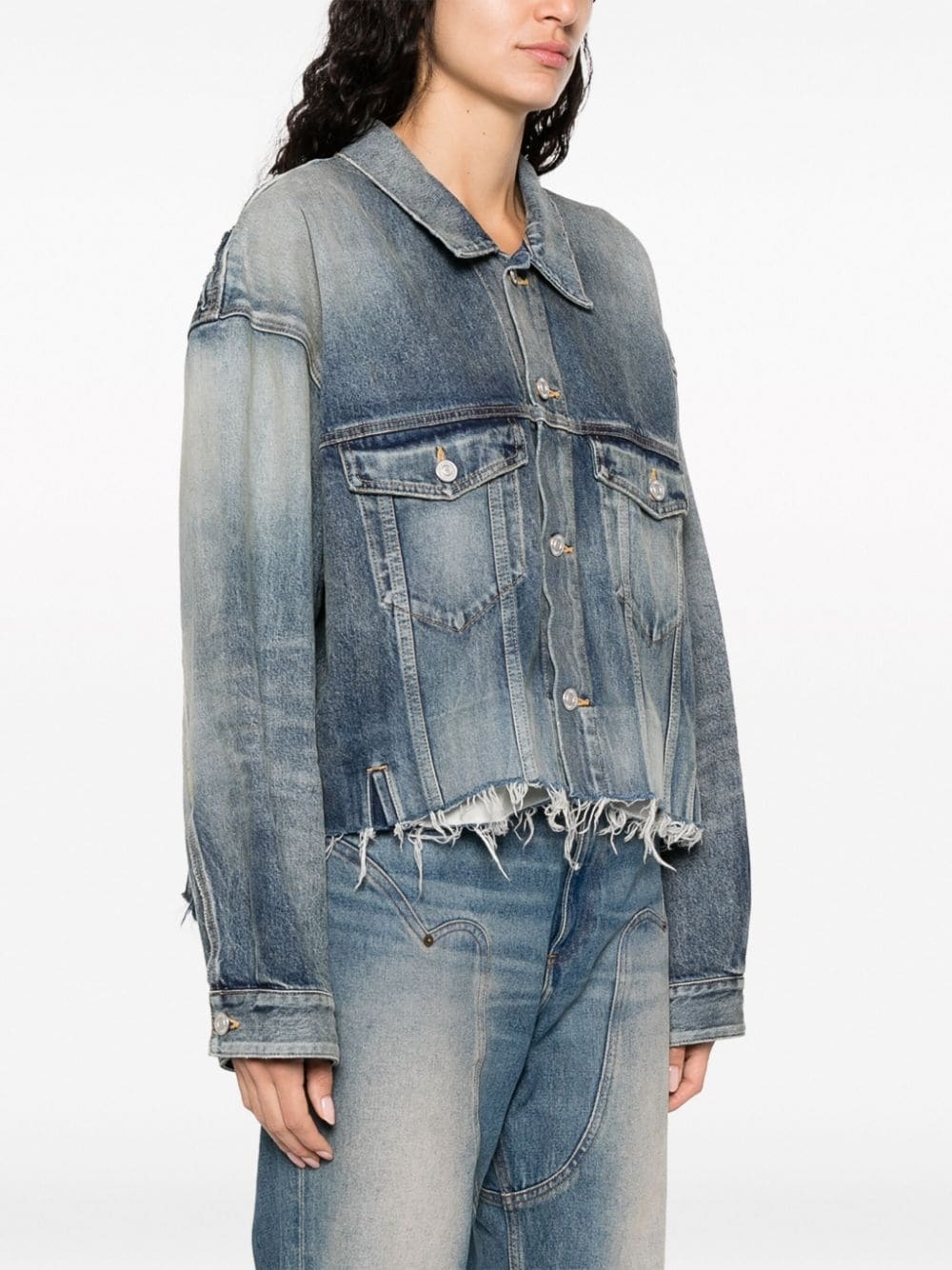 deconstructed panelled denim jacket - 3