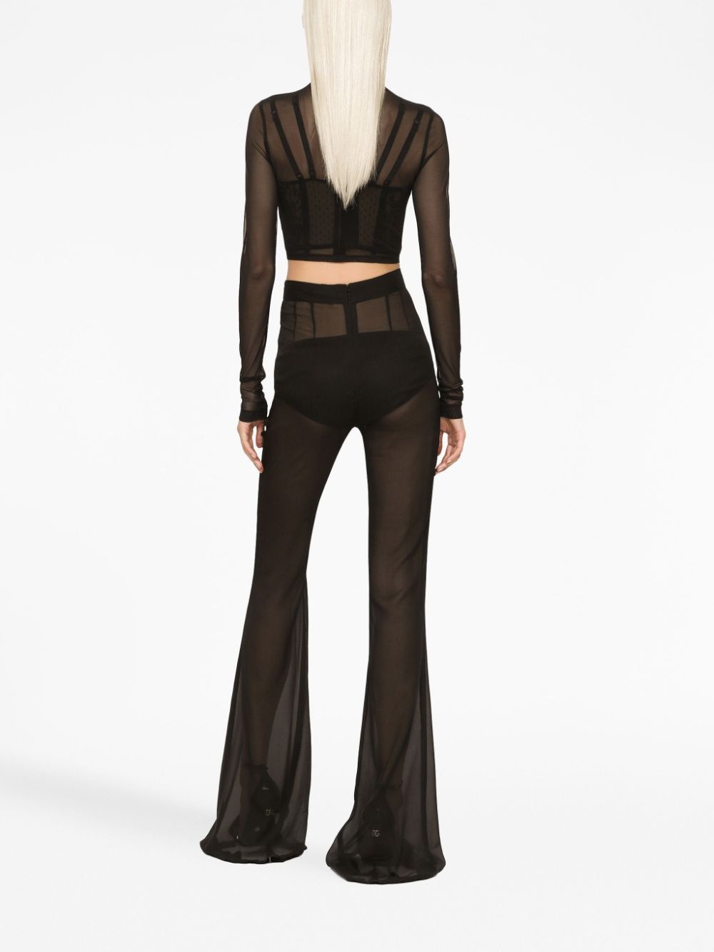 semi-sheer chiffon flared trousers - 4