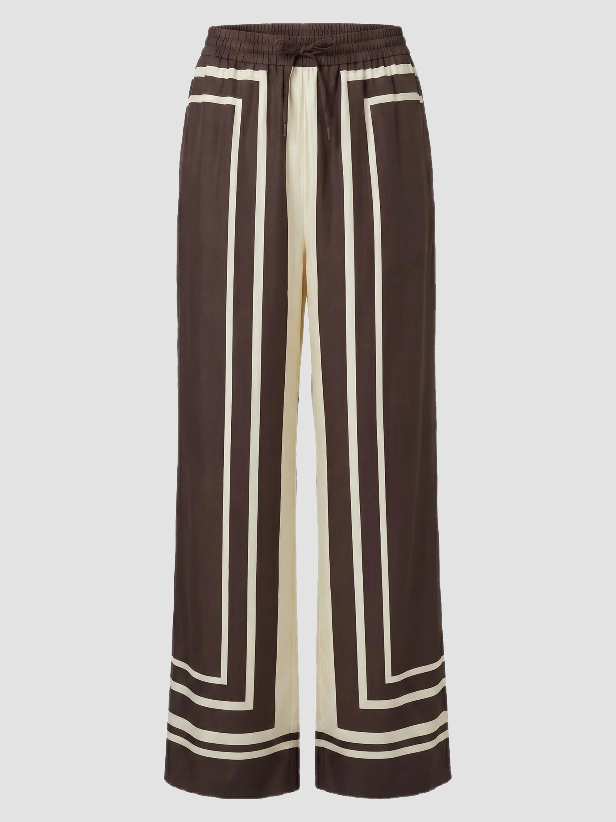 Women's Sandra Wide-Leg Pants - Espresso Ivory Scarf Print - 1